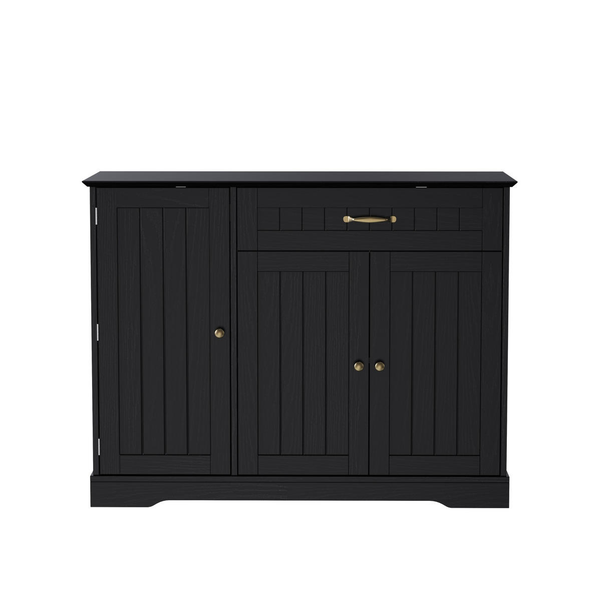 SIDEBOARD aus MDF 107x40x83 cm Schwarz mit 3 Türen, Schublade und verstellbaren Fächern - Schwarz, Holzwerkstoff (107/83.4/40cm) - IVMEU