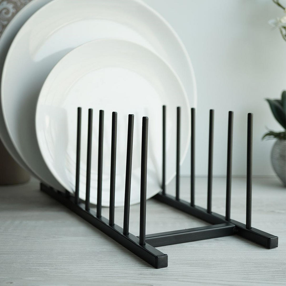 TELLERTROCKNER Basic Schwarz 34.5/12.5/12 cm Kunstoff - Schwarz, Kunststoff (12.5/12/34.5cm) - Mondex