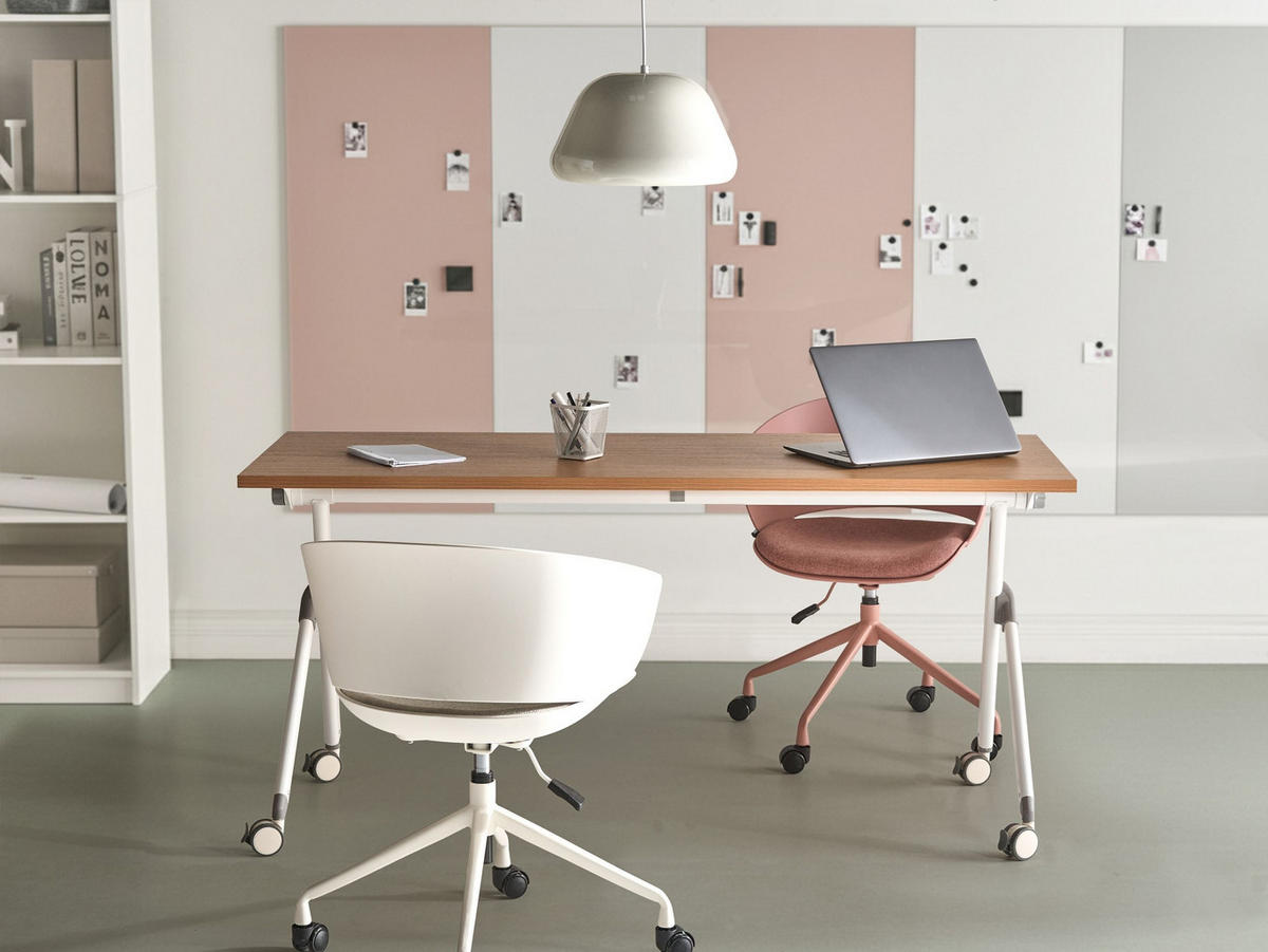 SCHREIBTISCH Zusammenklappbarer Braun 160/60 cm Bendi - Braun/Weiß, Holzwerkstoff (60/160/73cm) - Beliani
