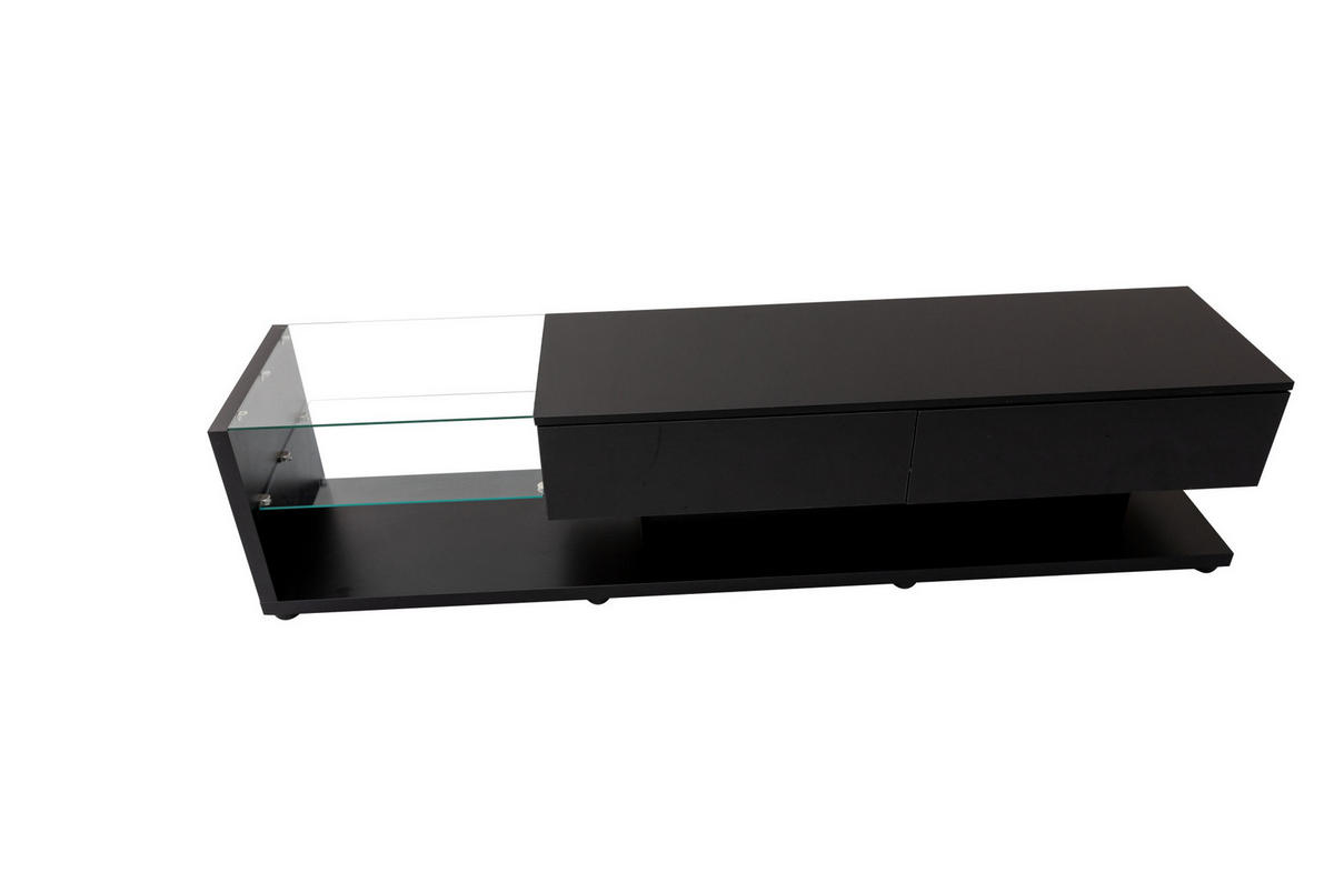 LOWBOARD 170/36/38 cm Schwarz aus Spanplatte mit Hochglanz und LED-Beleuchtung - Schwarz, Holzwerkstoff (36/38/170cm) - OKMYHOME