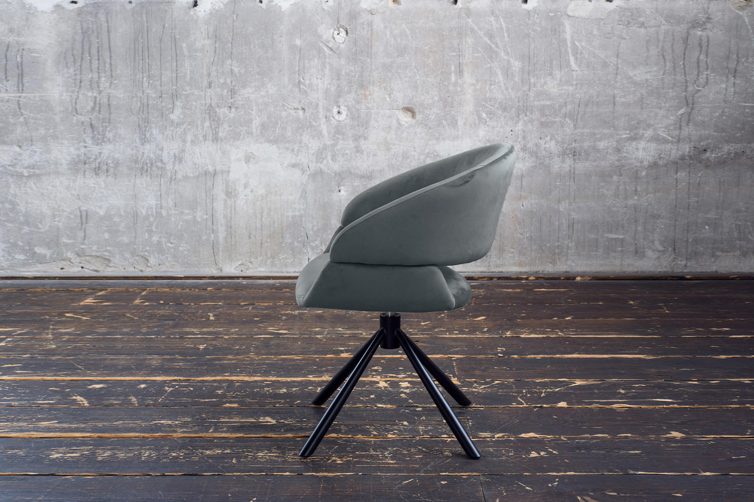 ESSZIMMERSTUHL LARA Grau Velvet - Schwarz/Grau, Kunststoff/Textil (61/82/62cm) - KAWOLA