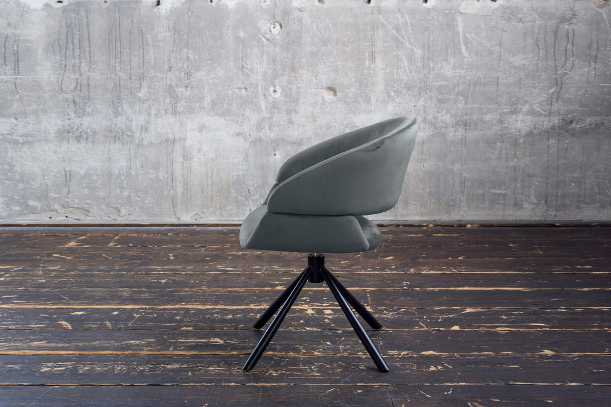 ESSZIMMERSTUHL LARA Grau Velvet - Schwarz/Grau, Kunststoff/Textil (61/82/62cm) - KAWOLA