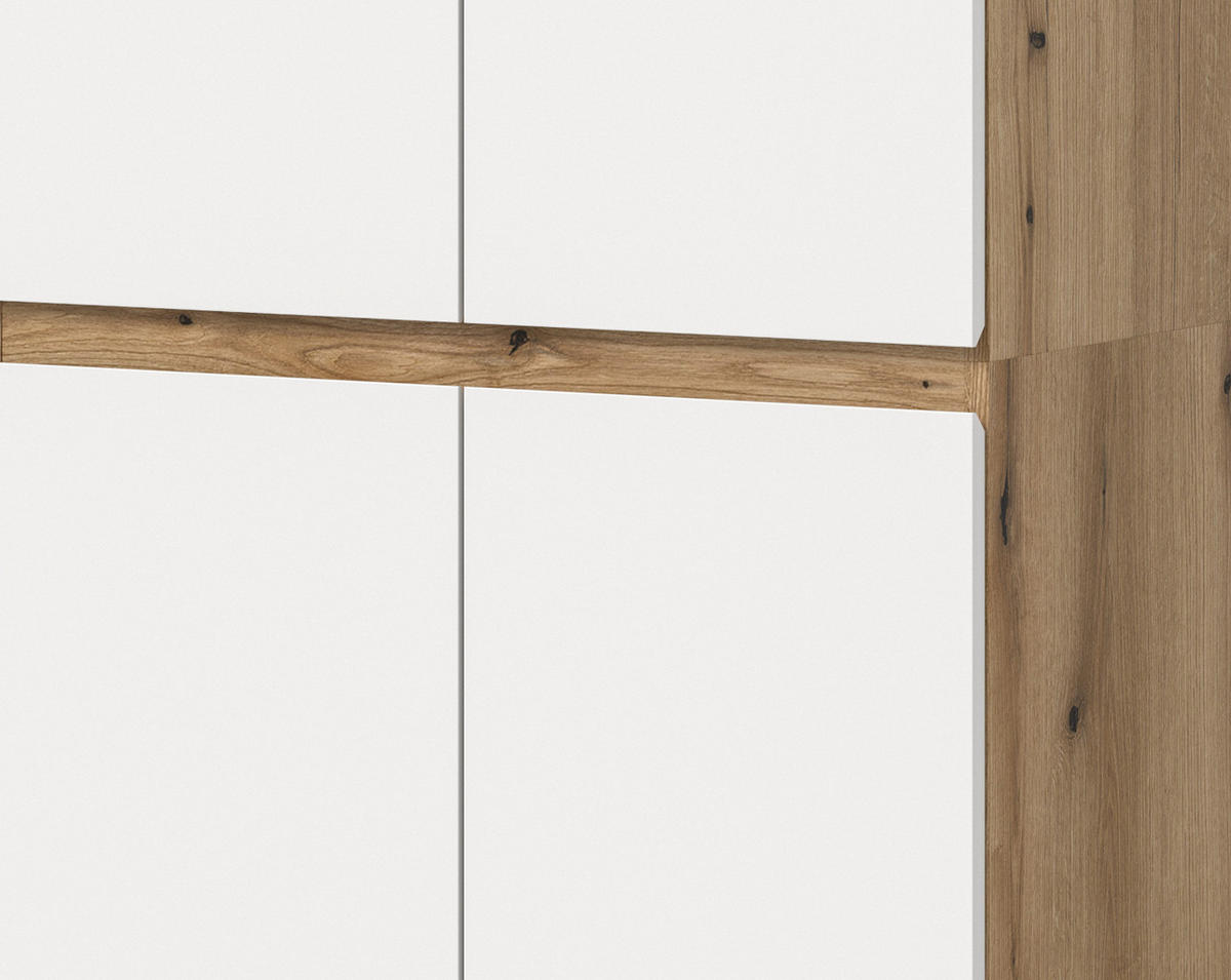 MEHRZWECKSCHRANK weiß, Evoke Eiche 70 x 175 cm, Stauraumschrank 4-türig mit 9 Fächern - Eichefarben/Schwarz, Holzwerkstoff/Kunststoff (70/175/37cm) - Inn.Furn