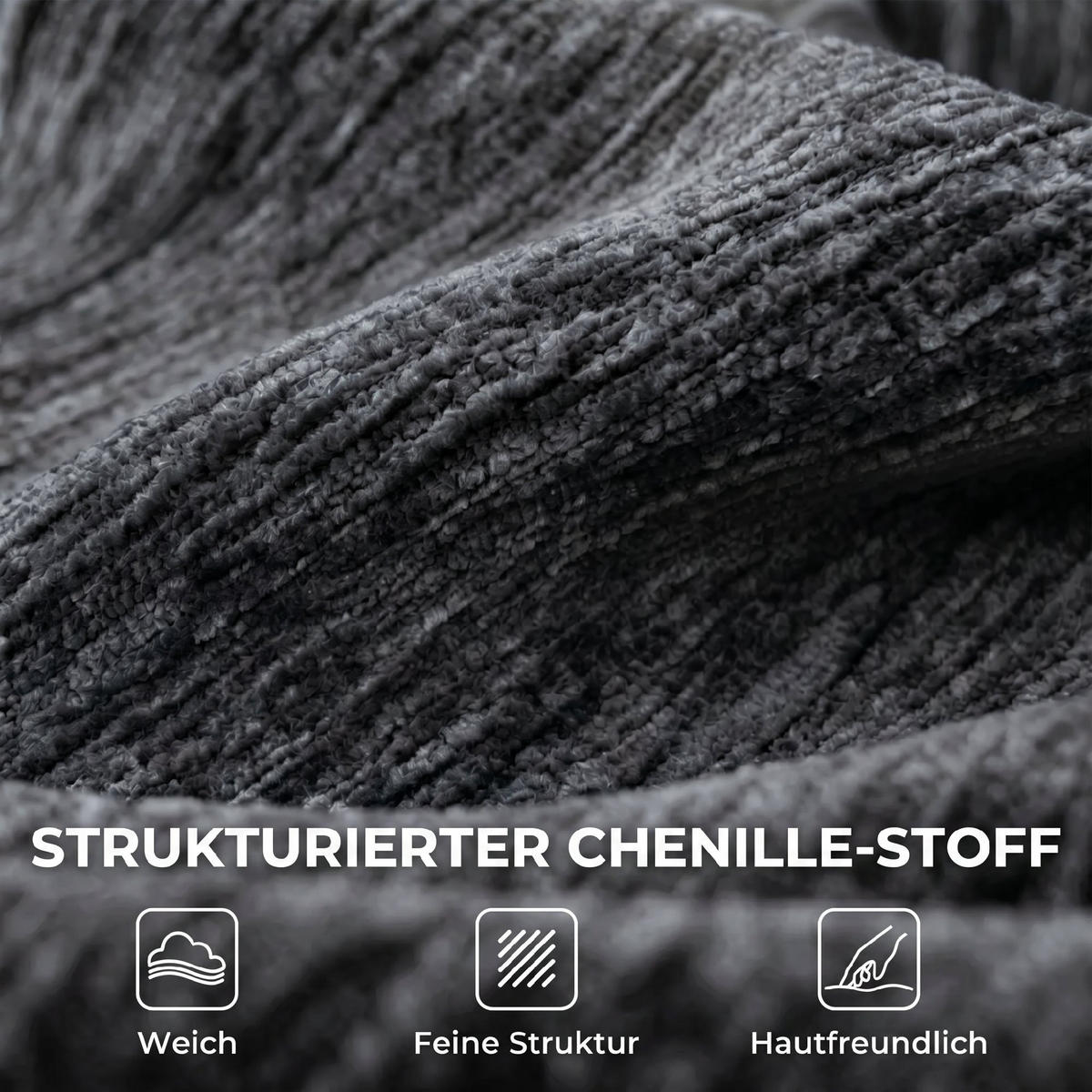 3-SITZER-SOFA Chenille (100 % Polyester) Grau - Grau, Textil (104/87/248cm) - HOMCOM