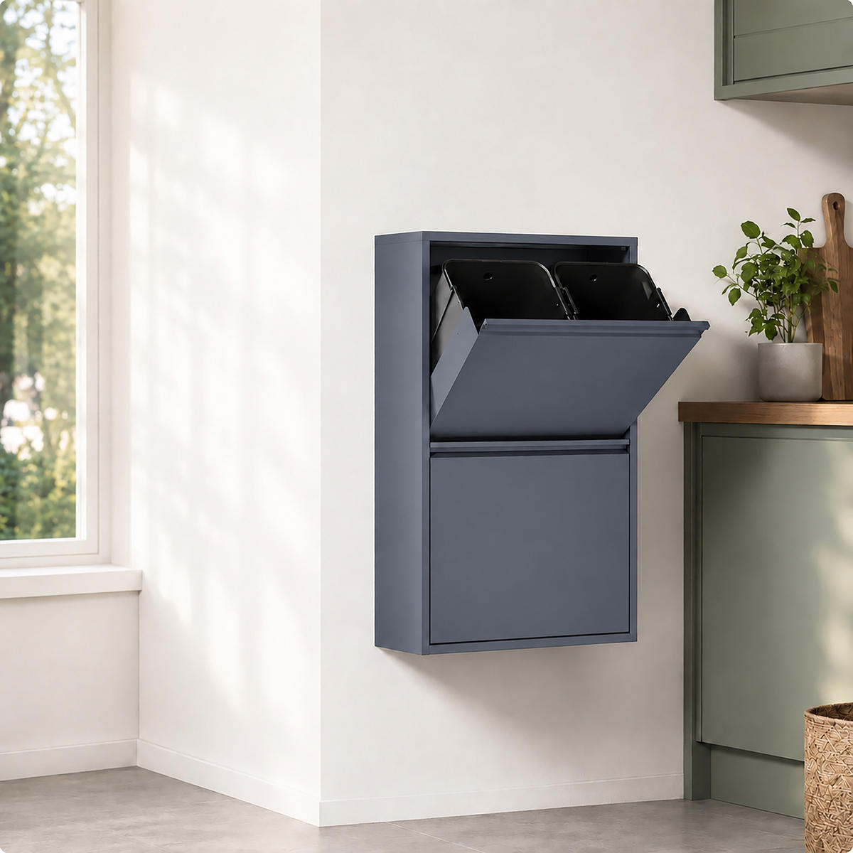 SOPKÄRL Antracit 4-fack metall 4x18 l - Antracit, Metall/Plast (60/93/25cm) - Relaxdays