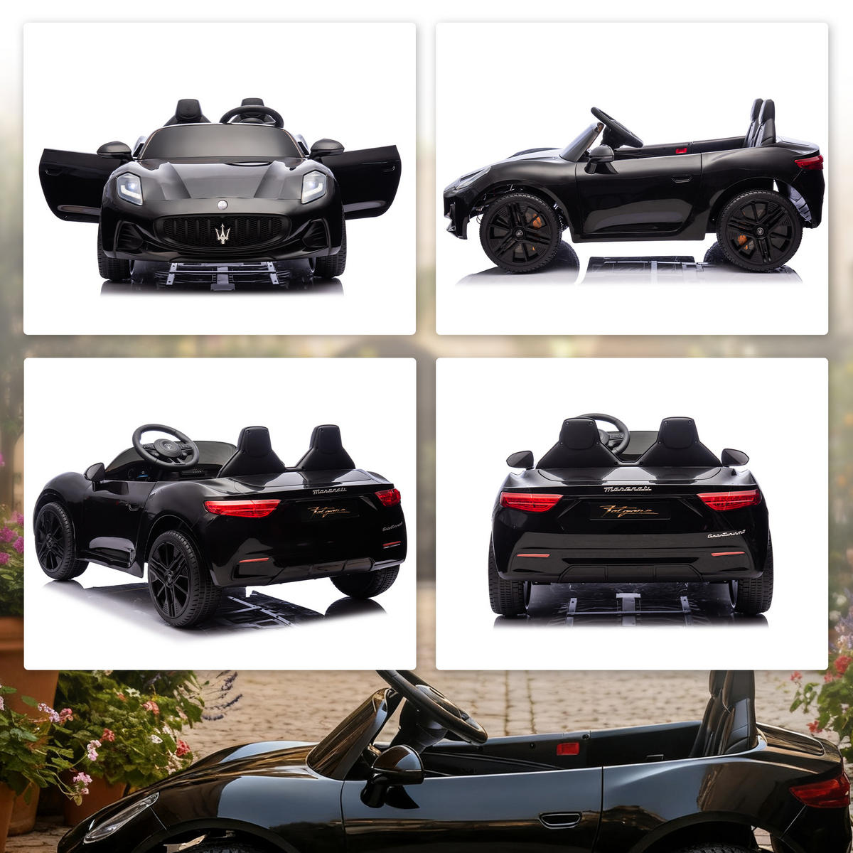 ELEKTROAUTO DE-06177 2-Sitzer mit Fernbedienung und LED Schwarz - Schwarz, Kunststoff/Metall (120/72/50cm) - ComfortXL