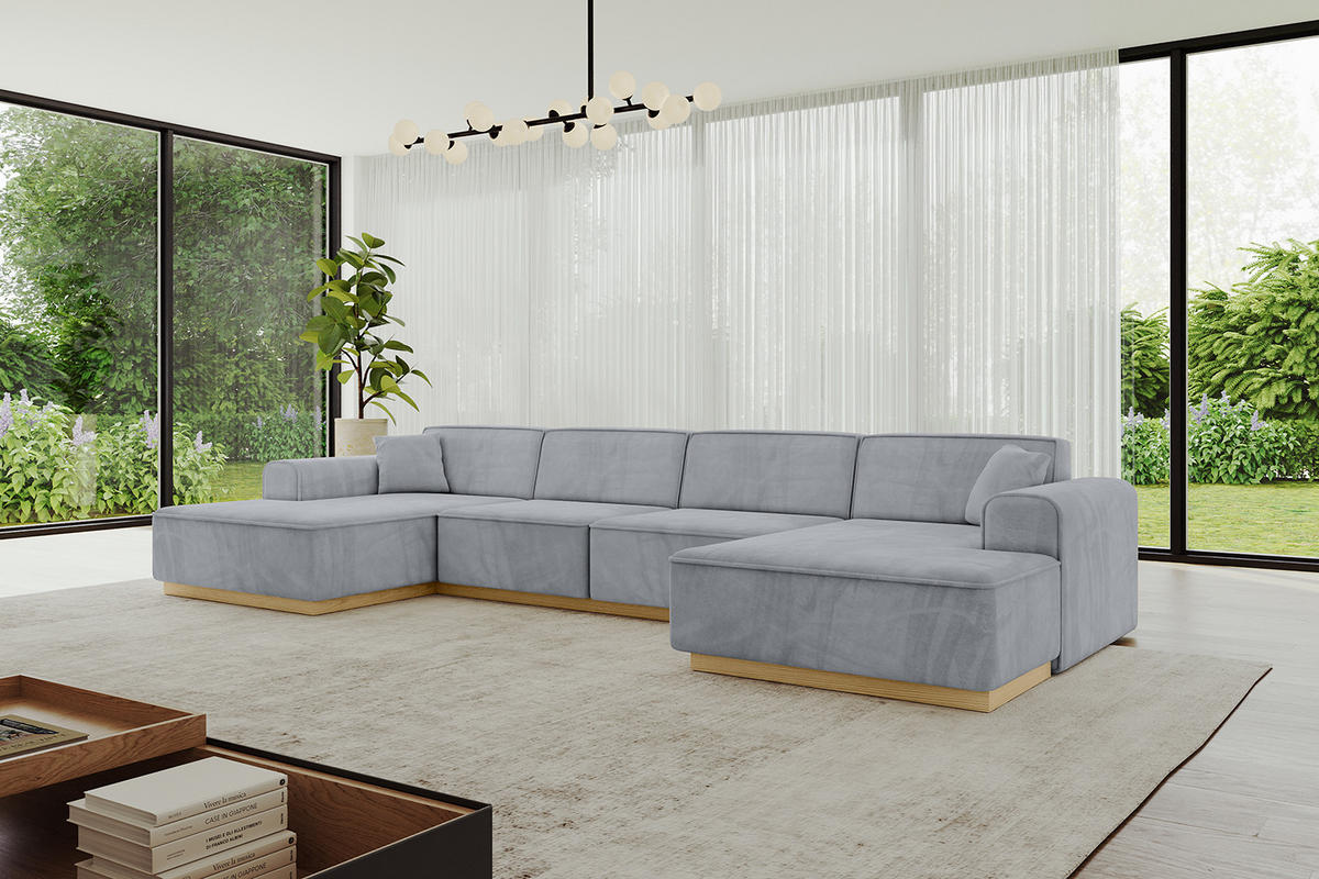 WOHNLANDSCHAFT IREA-U2-v2 - 382x165x81 cm Grau - Grau, Holzwerkstoff/Textil (382/81/165cm) - ALTDECOR