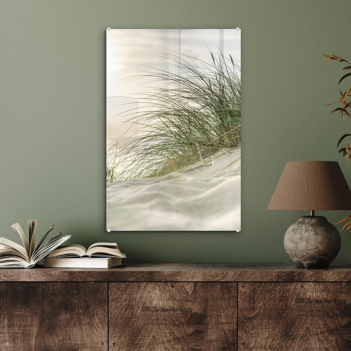 ACRYLGLASBILD Dünen - Strand - Schlewswig-Holstein - Wattenmeer 40x60 cm - Creme, Glas (40/60cm) - MuchoWow