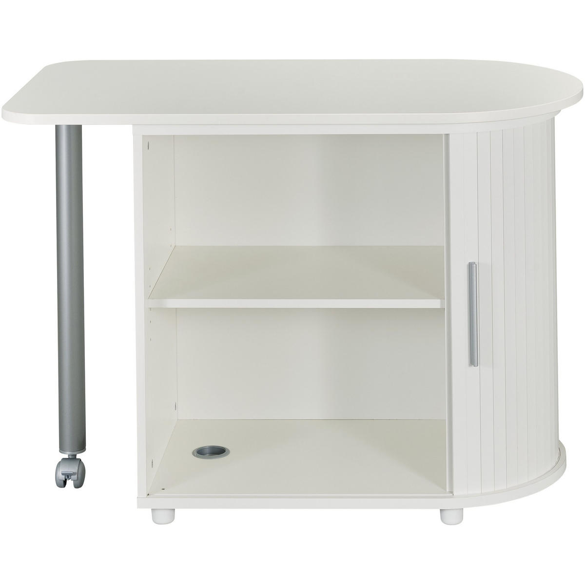 COMPUTERTISCH mit Rolladentür 55/131/75cm - Weiß, Holzwerkstoff (55/131/75cm) - Simmob