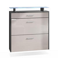 SCHUHSCHRANK Malea Fronten in Sandgrau Hochglanz - Sandfarben, Holzwerkstoff (89/96/23cm) - Vladon
