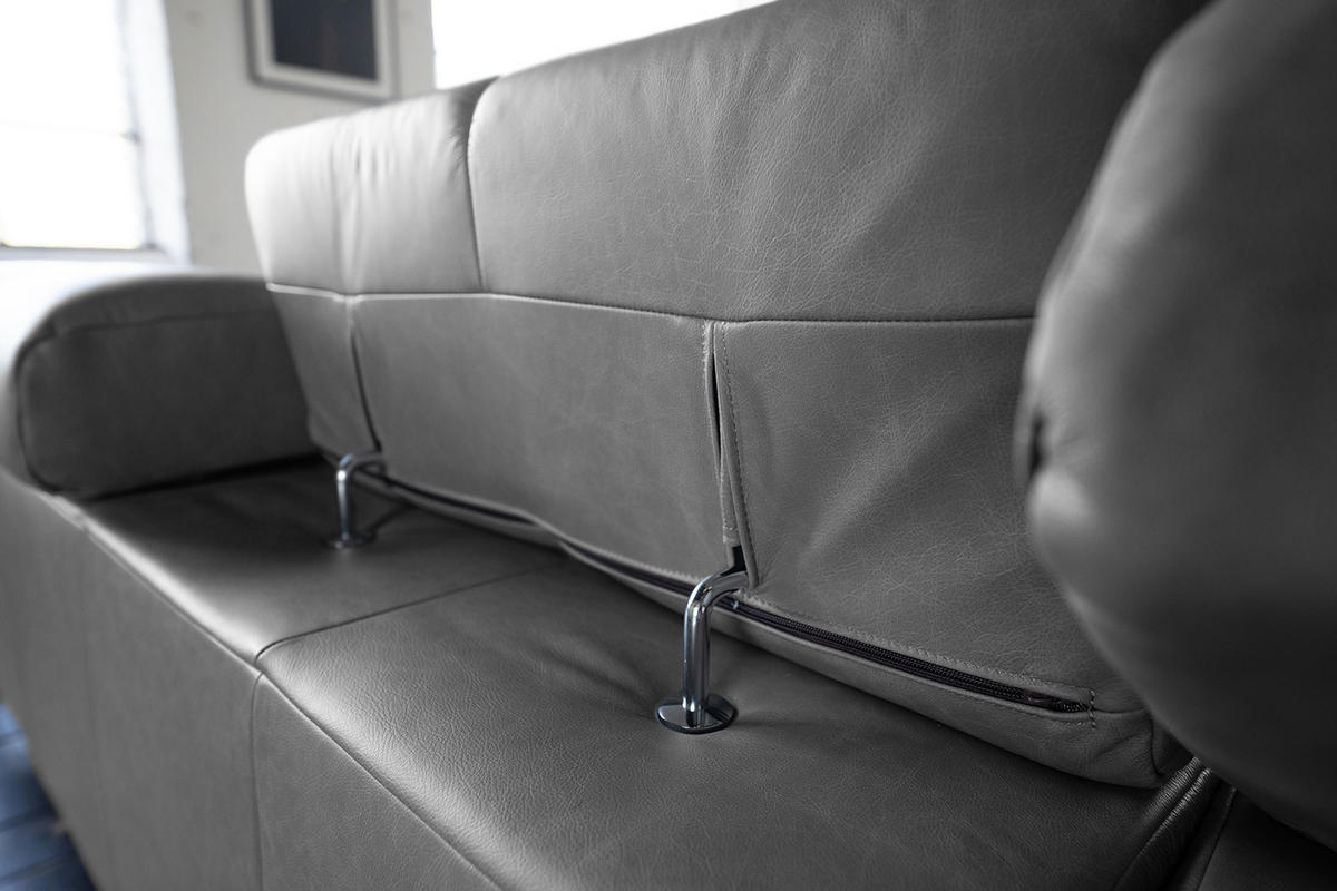 ECKSOFA NELSON Anthrazit Leder - Anthrazit/Schwarz, Leder/Metall (321/216cm) - KAWOLA