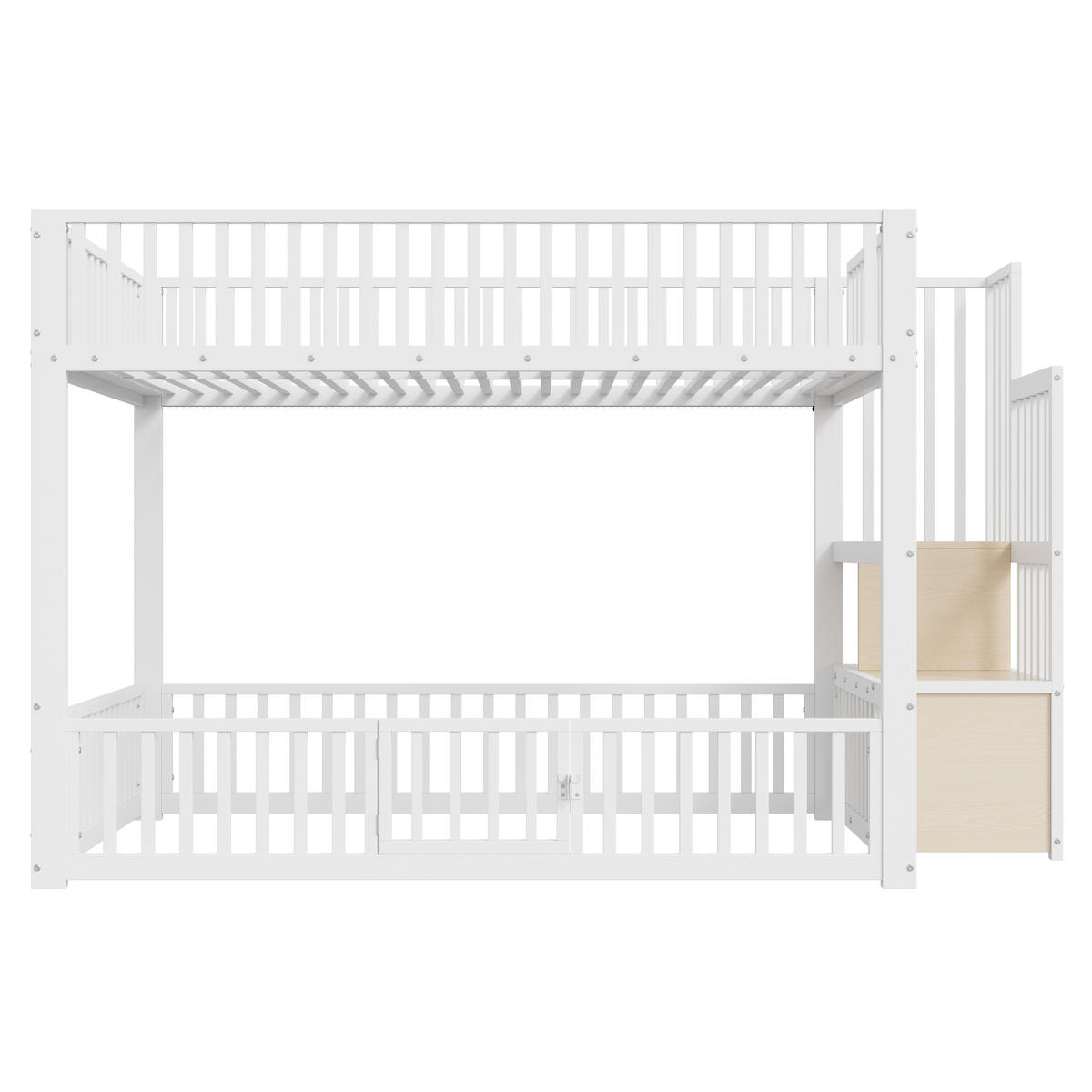 ETAGENBETT 140/200 cm Weiß mit Stauraumleiter und LED - Weiß, Metall (140/200cm) - Oxeza