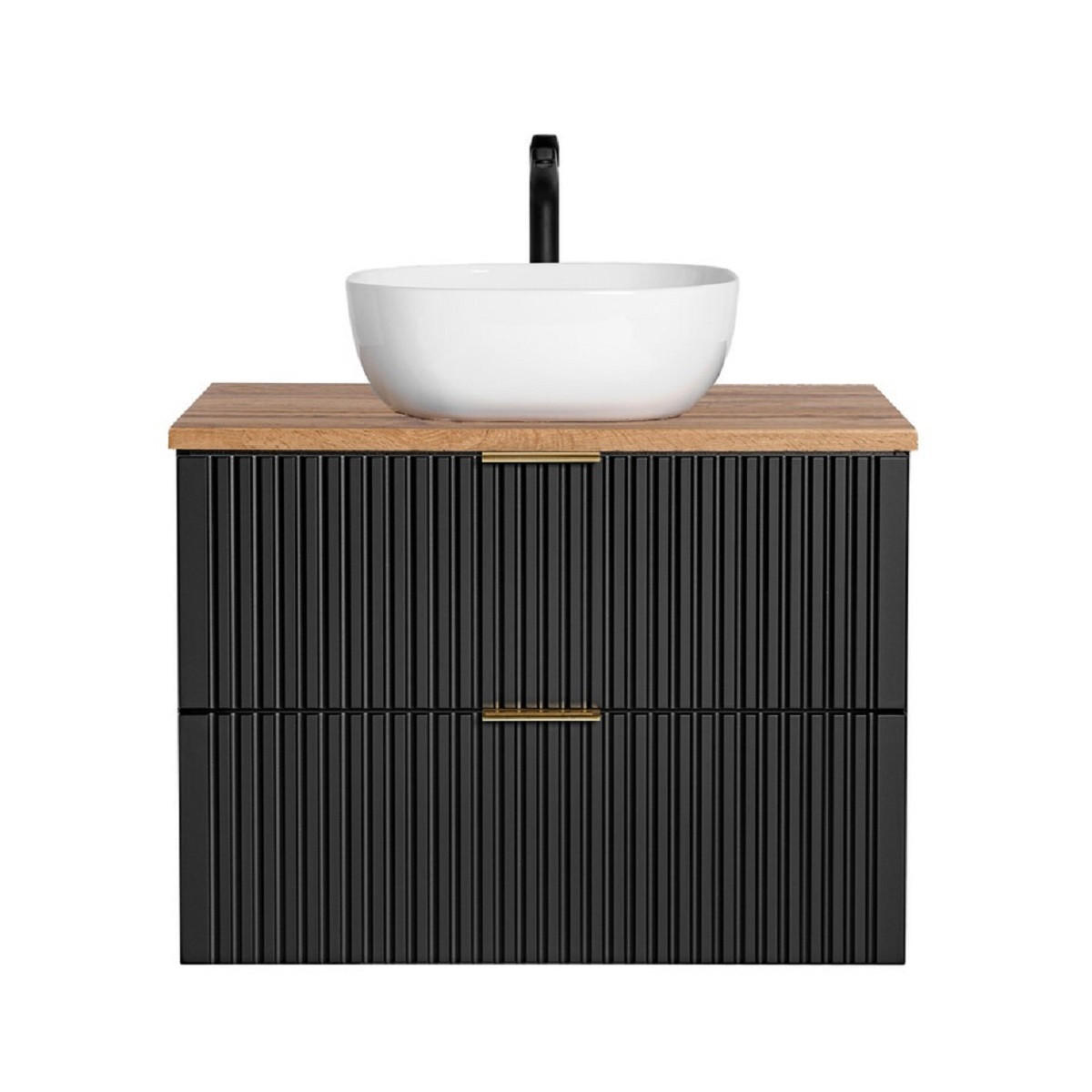 Milaros Markt Waschtischkombi Schwarz, Eiche Wotan 80x57x46 cm