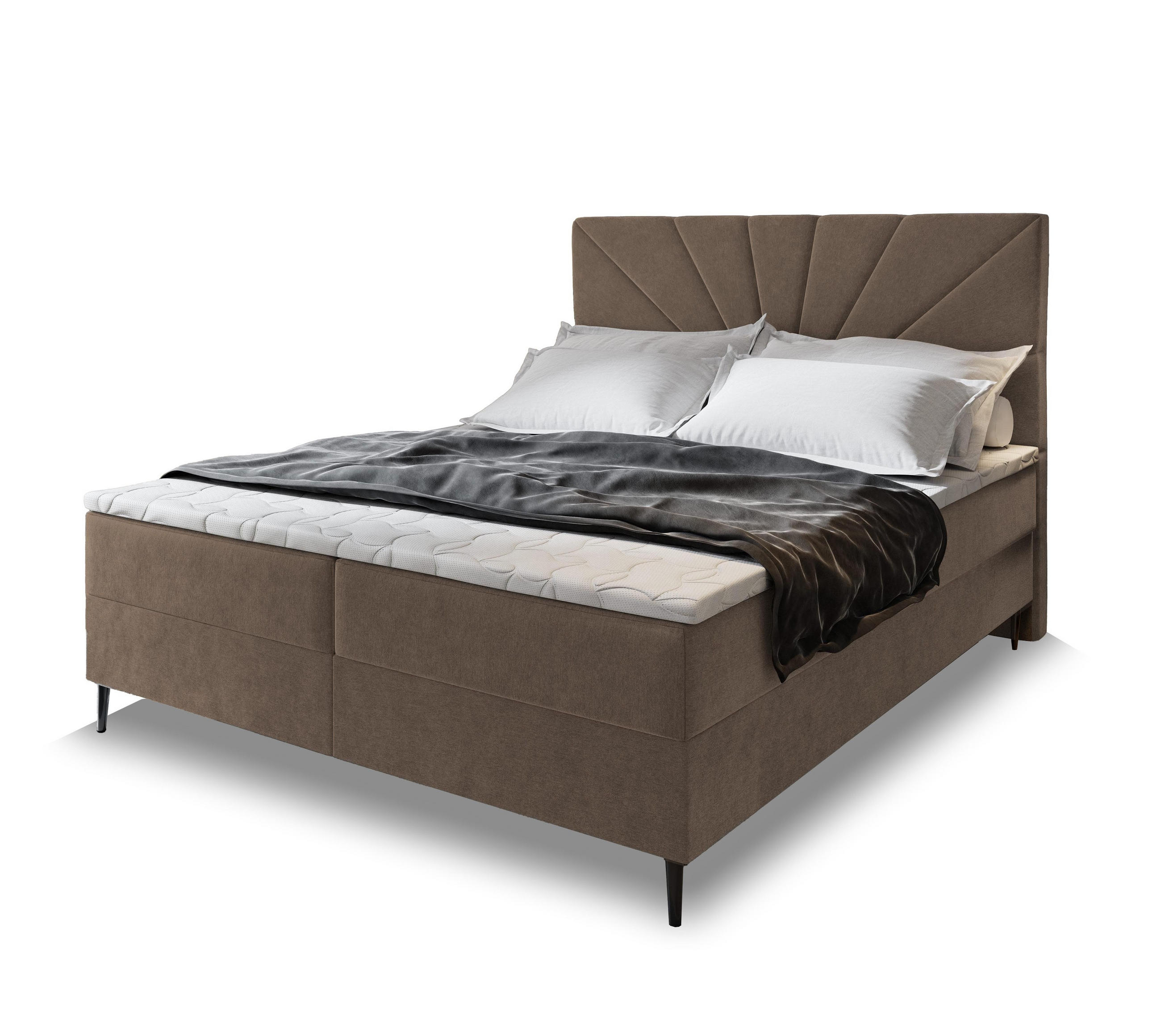 POSTEL BOXSPRING MURI 160x200 cm, s matrací a úložným prostorem, hnědá - hnědá, kov/kompozitní dřevo (160/200cm) - MASSENO