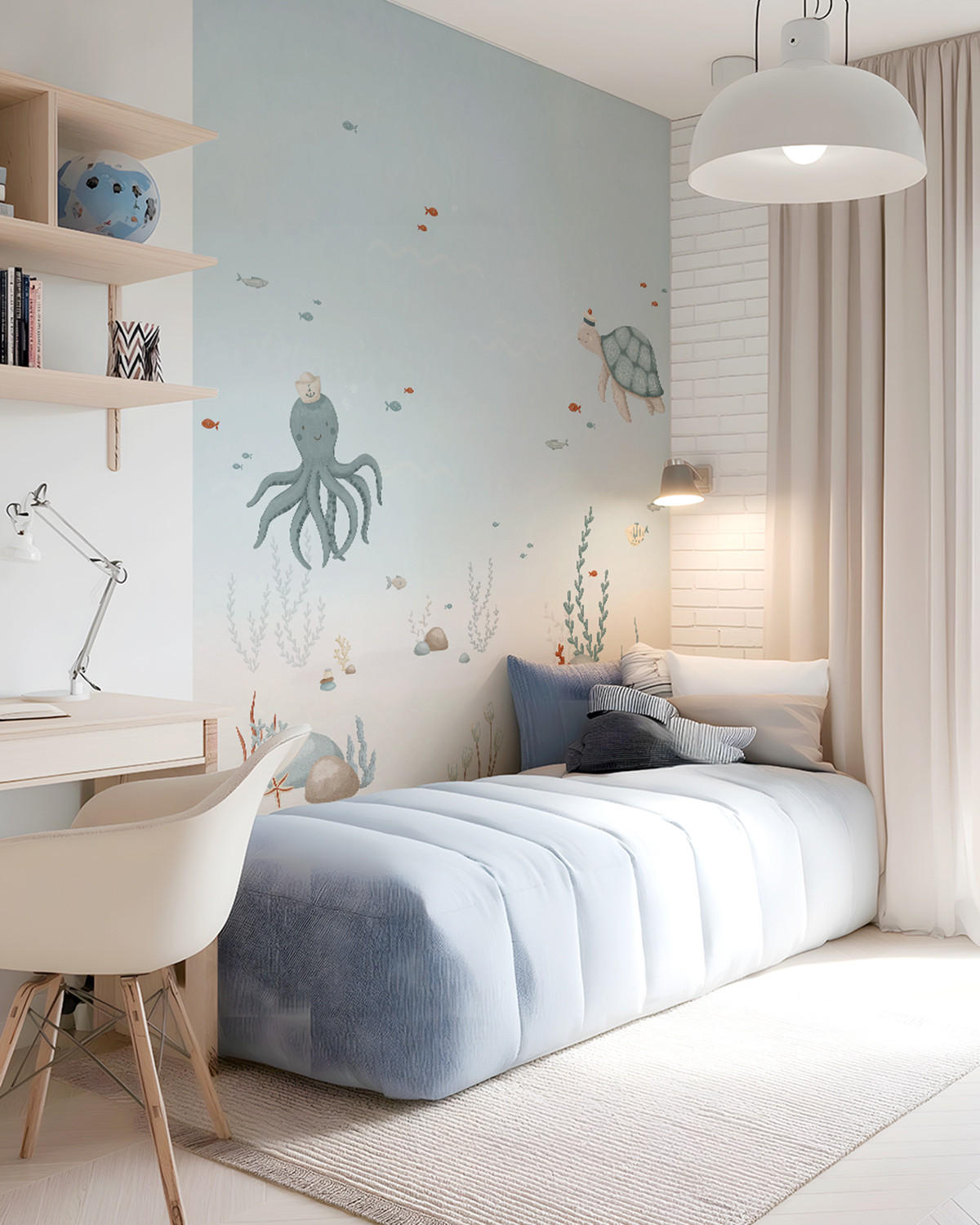 PANORAMA-VLIESTAPETE Meeresboden 2 x 2,48 m, blau - Blau/Beige, Papier (200/248cm) - Lilipinso