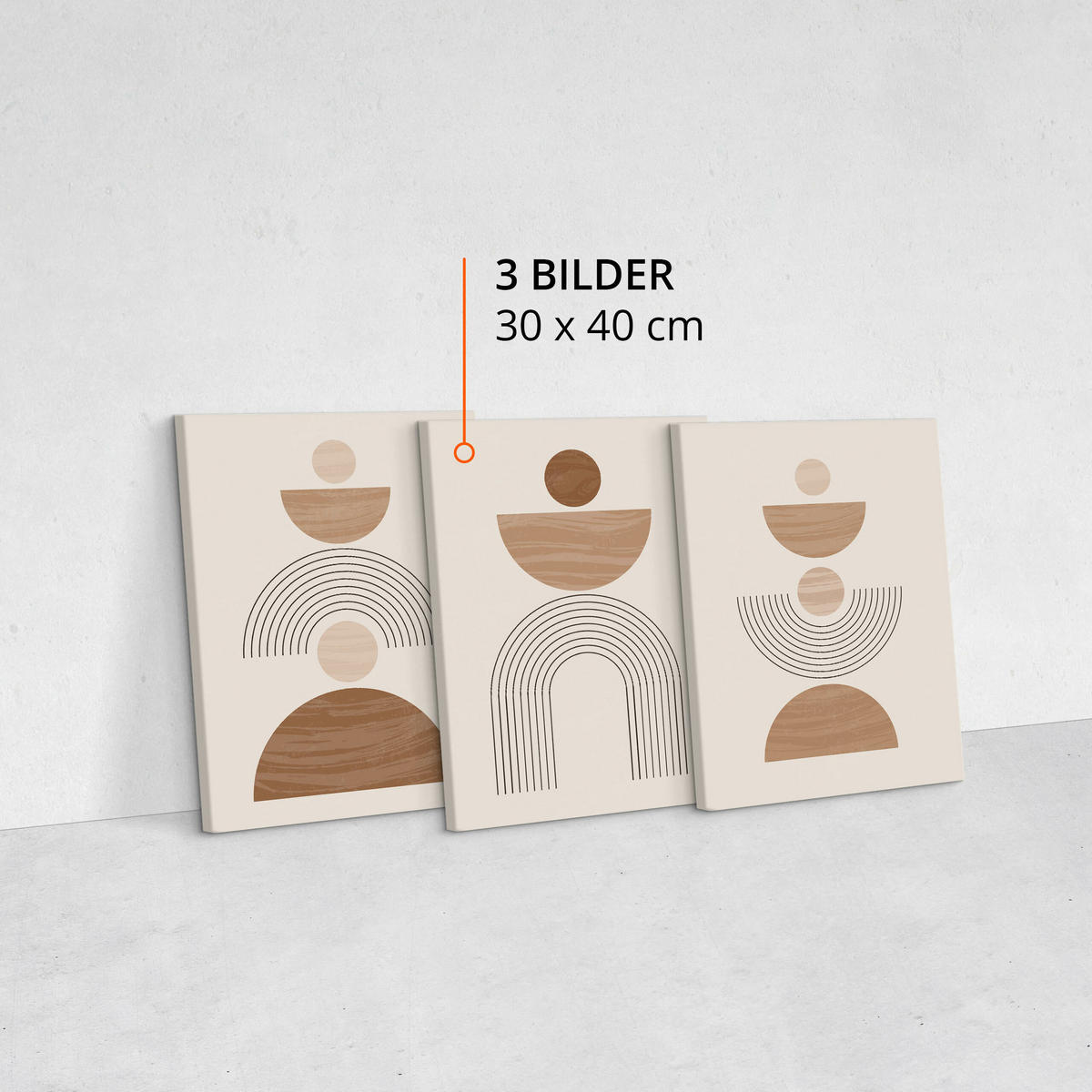LEINWANDBILDER 3-er Set Geo-Muster Boho - Beige/Weiß, Textil (90/40cm) - Muralo