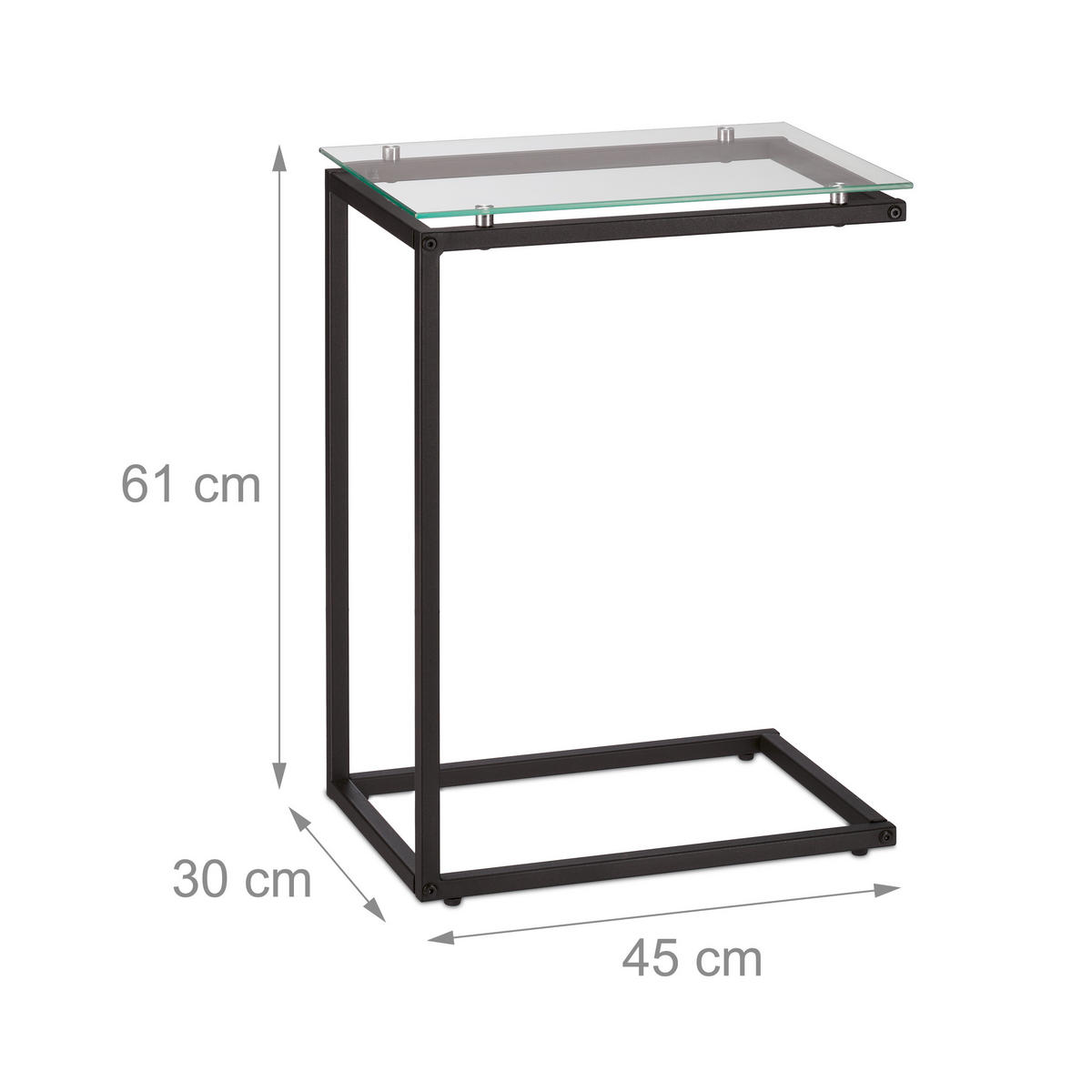 GLASBEISTELLTISCH - Multicolor, Glas/Metall (45/30/61cm) - Relaxdays