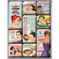 MAGNETSET 9-teilig Say It 50's Cheeky Slogans - Multicolor, Metall (7/9/2cm) - Nostalgic-Art
