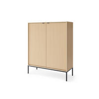MODERNE Geriffelte Hochkommode KIOTO KW2D (Eiche Vicenza, Schwarzes Gestell, Soft-Close Türen) - Eichefarben/Schwarz, Holz/Holzwerkstoff (104/125/39cm) - Ravio