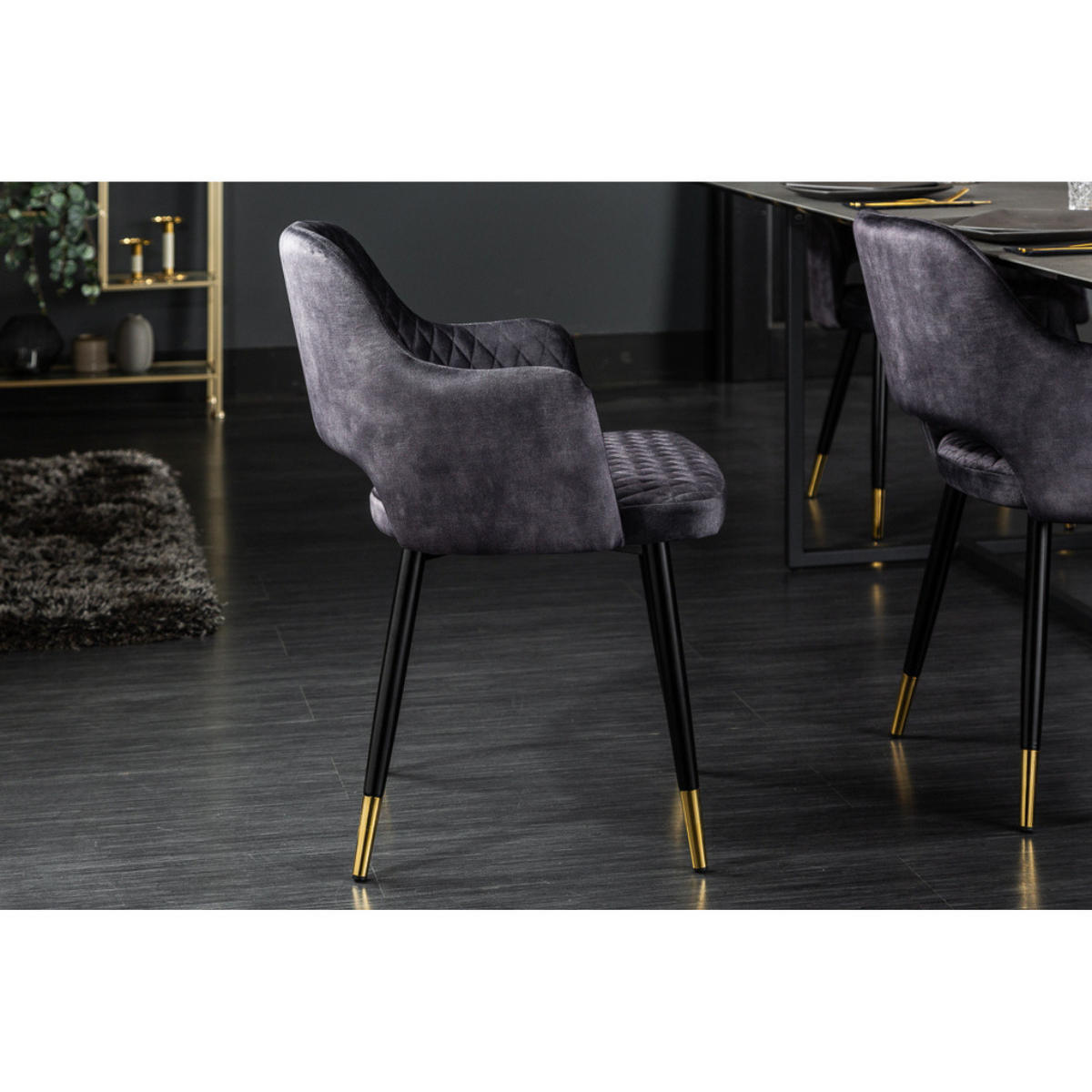 STUHL PARIS Samt Grau - Grau, Textil (56/81/57cm) - riess-ambiente