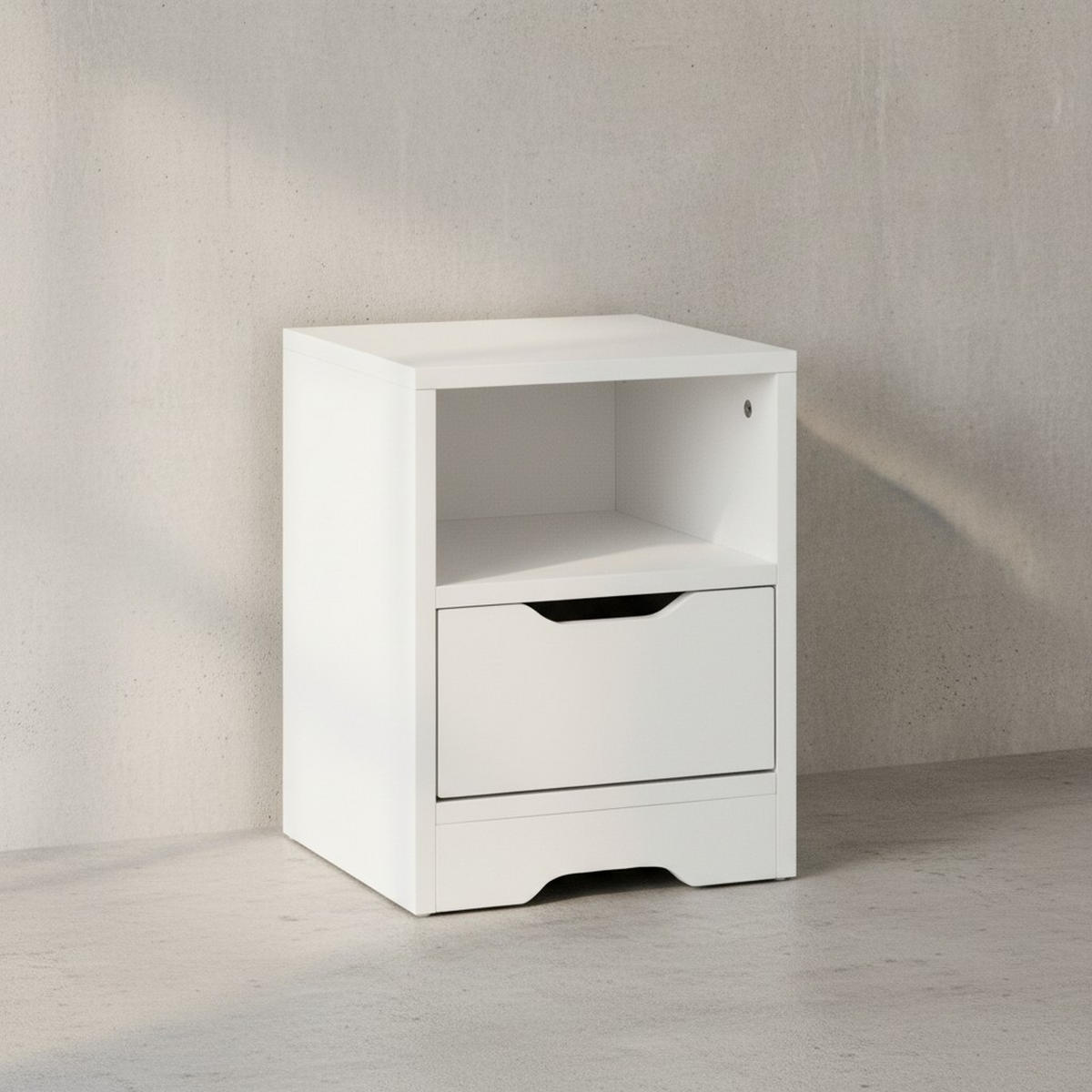 NACHTTISCH Modern Schublade Ablage Kratzfest ILM, Weiß 31x31x43 cm - Weiß, Holz (31/43/31cm) - KADIMA DESIGN