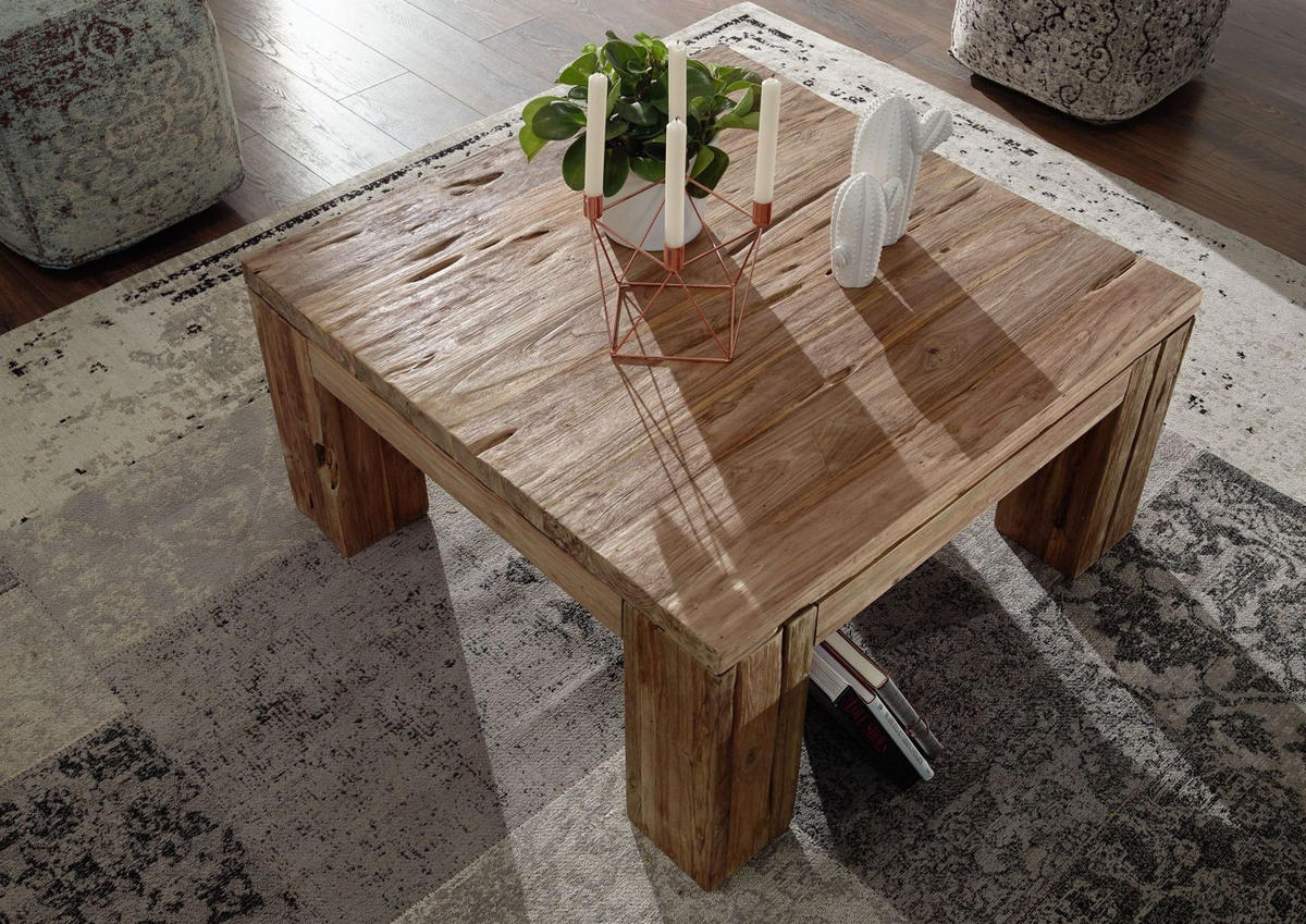COUCHTISCH Teak 90x90x45 BASSANO #104 - Braun, Holz (90/90/45cm) - Massivmoebel24