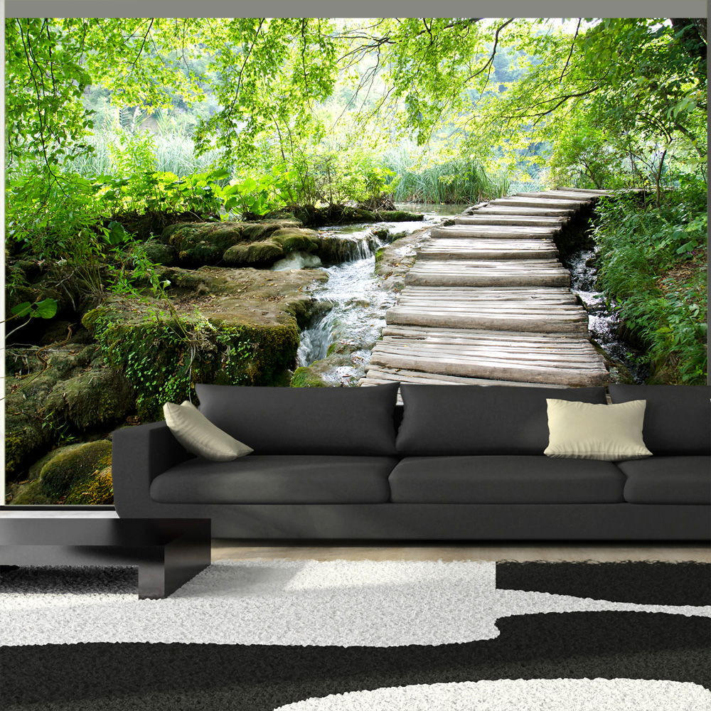 VLIESTAPETE Braun 200/140 cm - Braun/Grün, Textil (200/1cm) - KUNSTLOFT