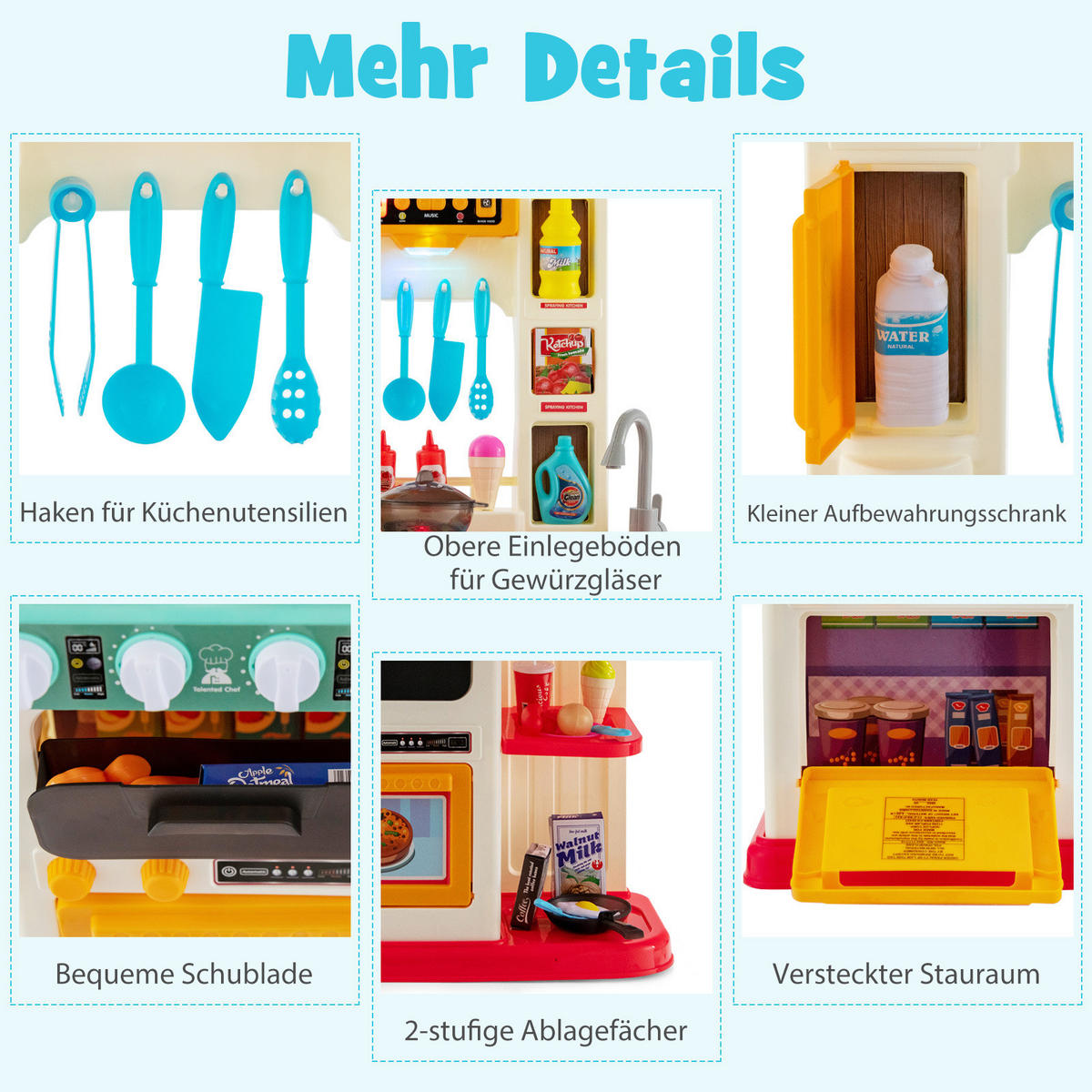 SPIELKÜCHENSET Rosa - Pink, Kunststoff (24/78.5/42.5cm) - COSTWAY