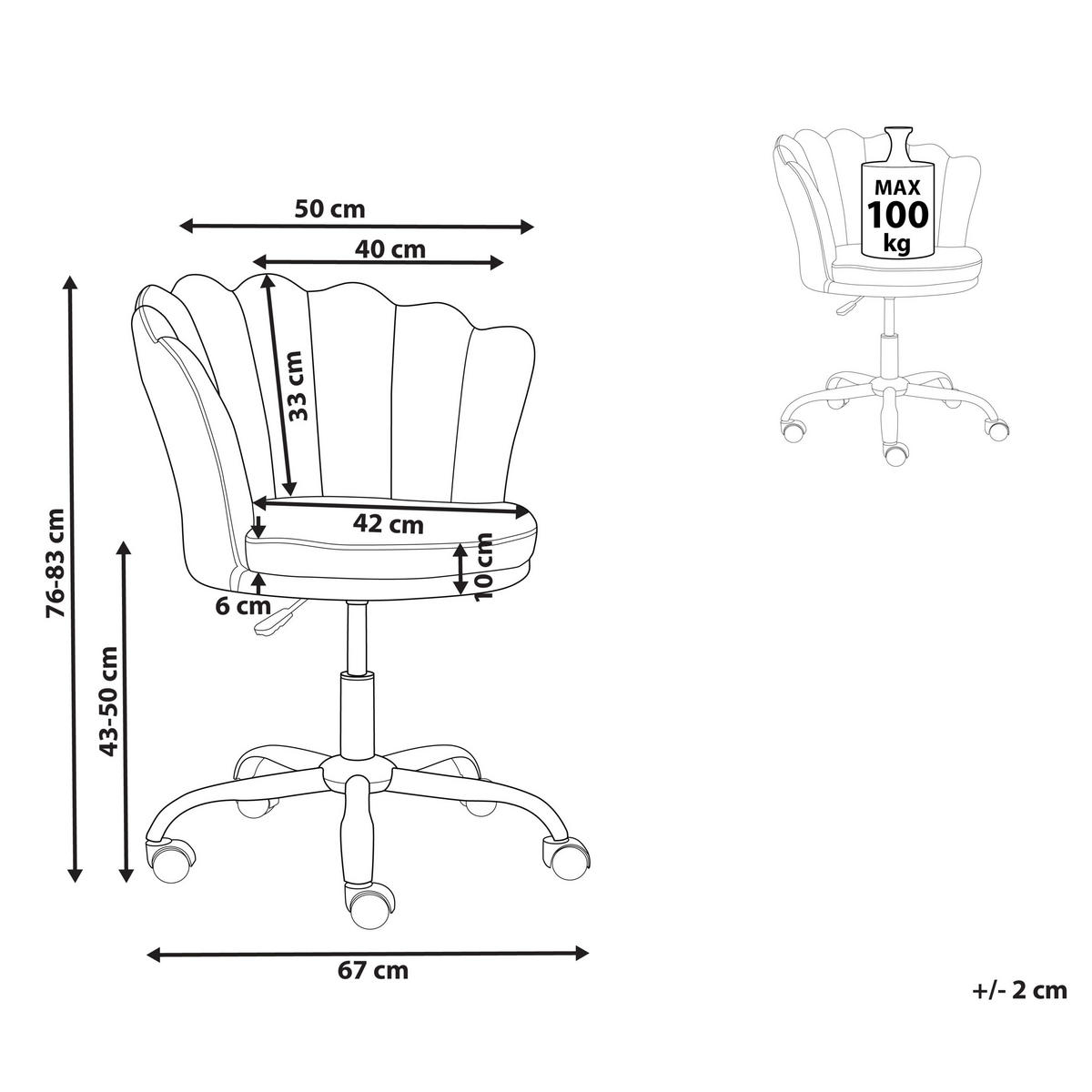 BÜROSTUHL Bouclé Weiß Monticello - Weiß, Textil/Metall (67/78/65cm) - Beliani