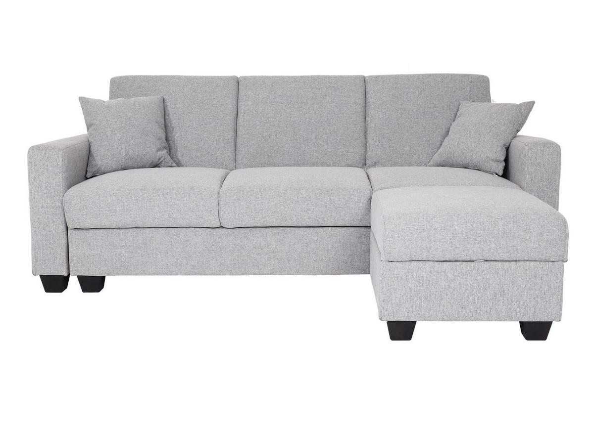 SOFA MIT OTTOMANE Hellgrau - Hellgrau, Textil (217/145cm) - MCW
