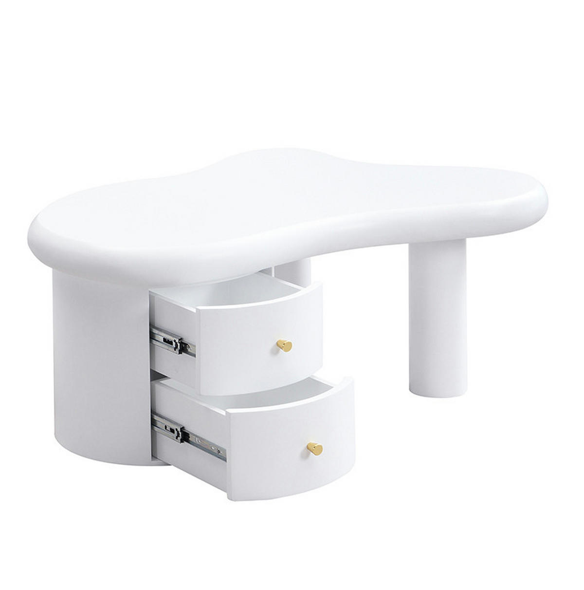 KLUBSKA miza iz MDF, 97/64/42 cm bela, z 2 predaloma - bela, leseni material (97/64/42cm) - BEAOK