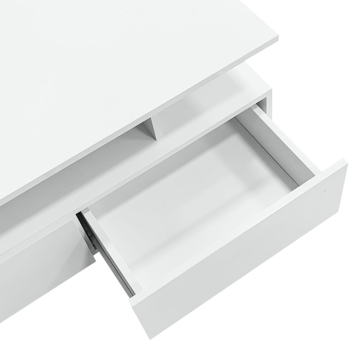 COUCHTISCH 90/55/41 cm in Weiß mit LED-Beleuchtung und 2 Schubladen - Weiß, Holzwerkstoff (90/55/41cm) - Flora Grace