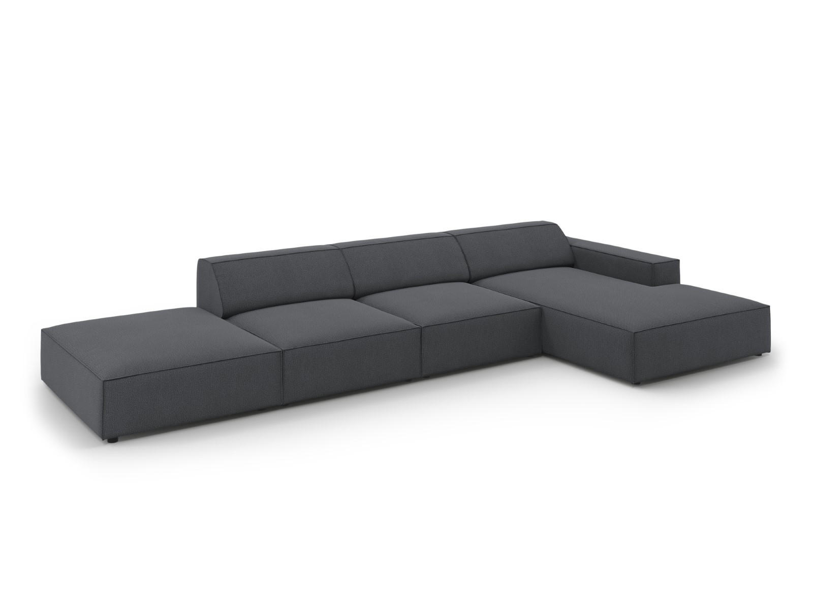 ECKSOFA rechts Jodie aus strukturiertem Stoff dunkelgrau 5 Sitzplätze - Dunkelgrau, Textil (166/341cm) - Micadoni