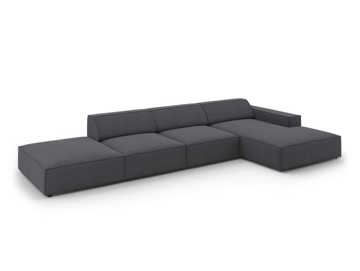 ECKSOFA rechts Jodie aus strukturiertem Stoff dunkelgrau 5 Sitzplätze - Dunkelgrau, Textil (166/341cm) - Micadoni