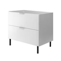 WASCHBECKUNTERSCHRANK, Weiß, 80 x 77 x 46 cm, silberner Griff, schwarze Beine, ohne Arbeitsplatte - Silberfarben/Weiß, Holzwerkstoff (80/77/46cm) - 3XE LIVING