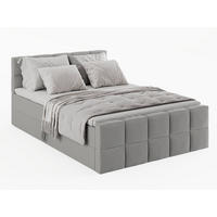 BOXBETT Vanessa 200/200 cm, in Grau, Bouclé-Stoff, Bettkasten, Matratze, Topper - Grau, Textil (200/200cm) - Barchello