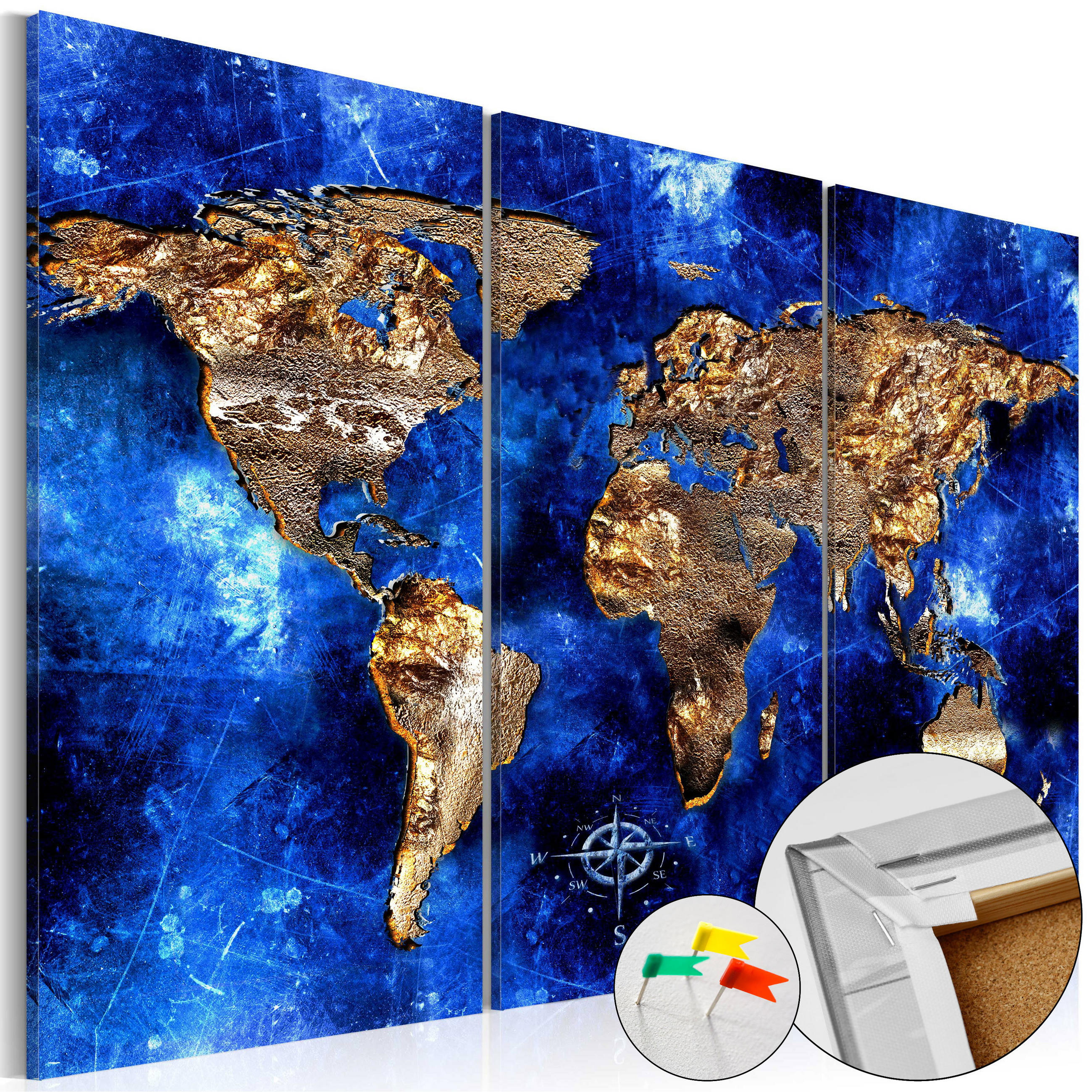 PINNWANDBILDER Gold 60/40 cm - Blau/Goldfarben, Naturmaterialien/Textil (60/40cm) - KUNSTLOFT