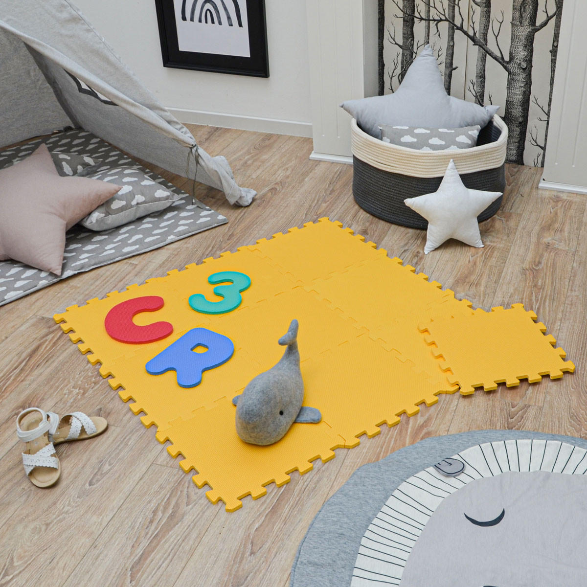 SPIELMATTE ab Null - 90 cm Baby Puzzlematte Gelb - Gelb, Kunststoff (30/30cm) - Littletom