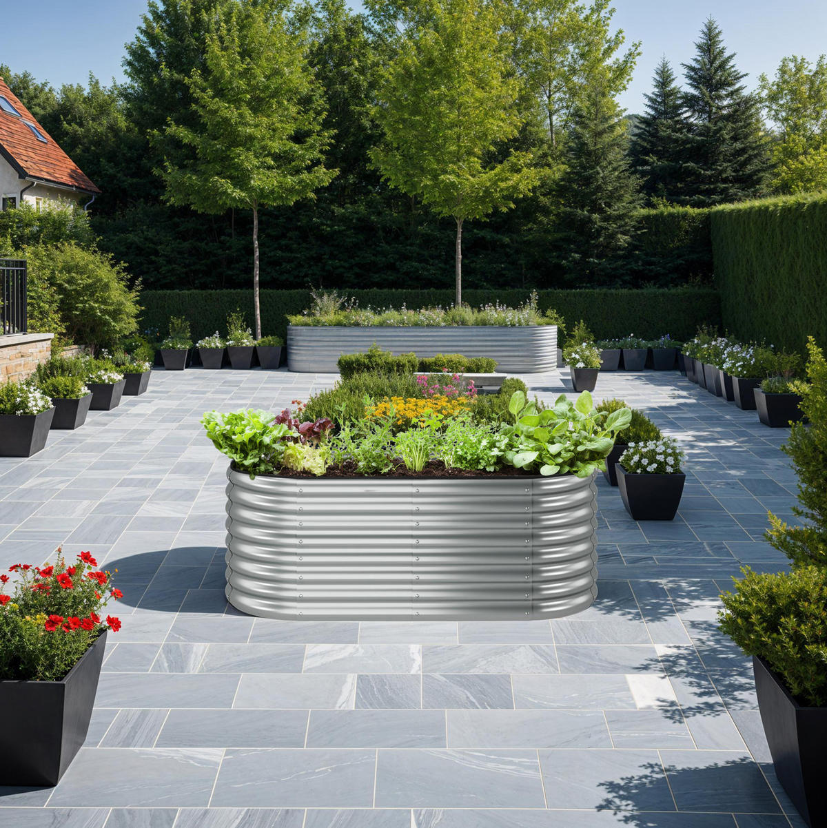 HOCHBEET Flormma,160 x 80 x 60 cm,silber - Silberfarben, Metall (160/60/80cm) - tectake