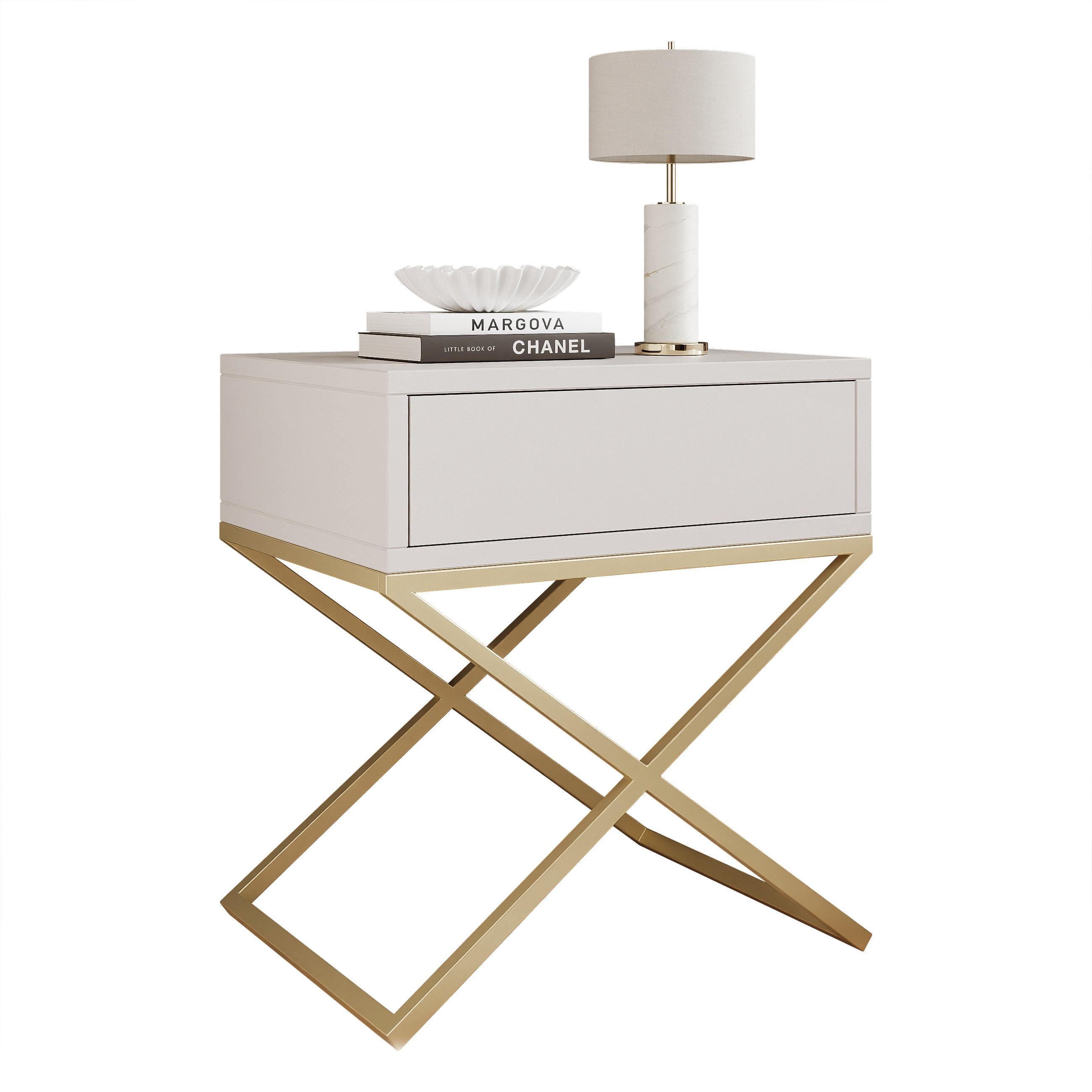 NACHTSCHRANK KSENO mit Schublade, 45/35/50 cm, Goldfarben / Kaschmir - Kaschmir/Goldfarben, Holzwerkstoff/Metall (45/50/35cm) - Idohome