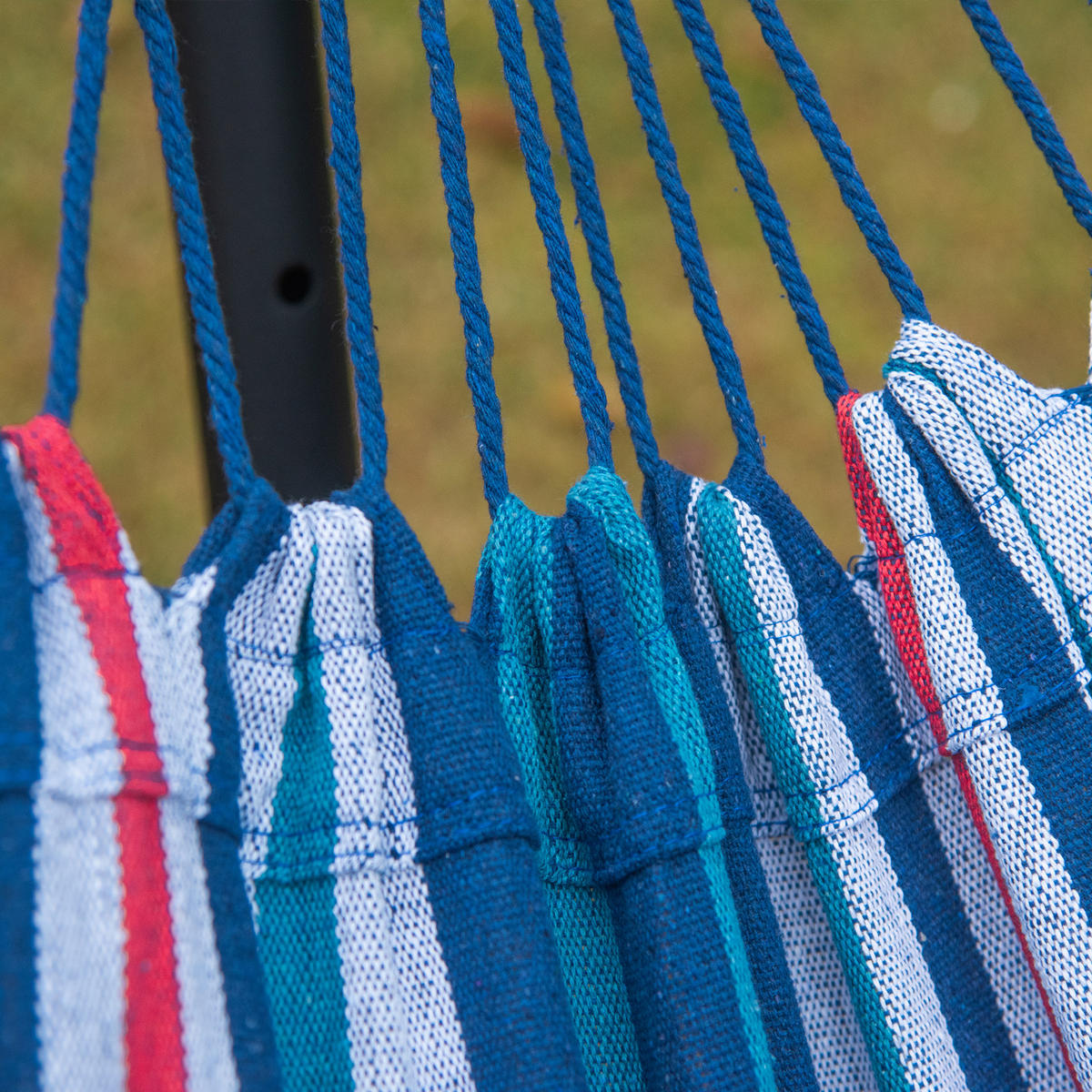HÄNGEMATTE mit Gestell DE-13571 höhenverstellbar Blau-Weiß - Blau, Textil (117/105/298cm) - ComfortXL