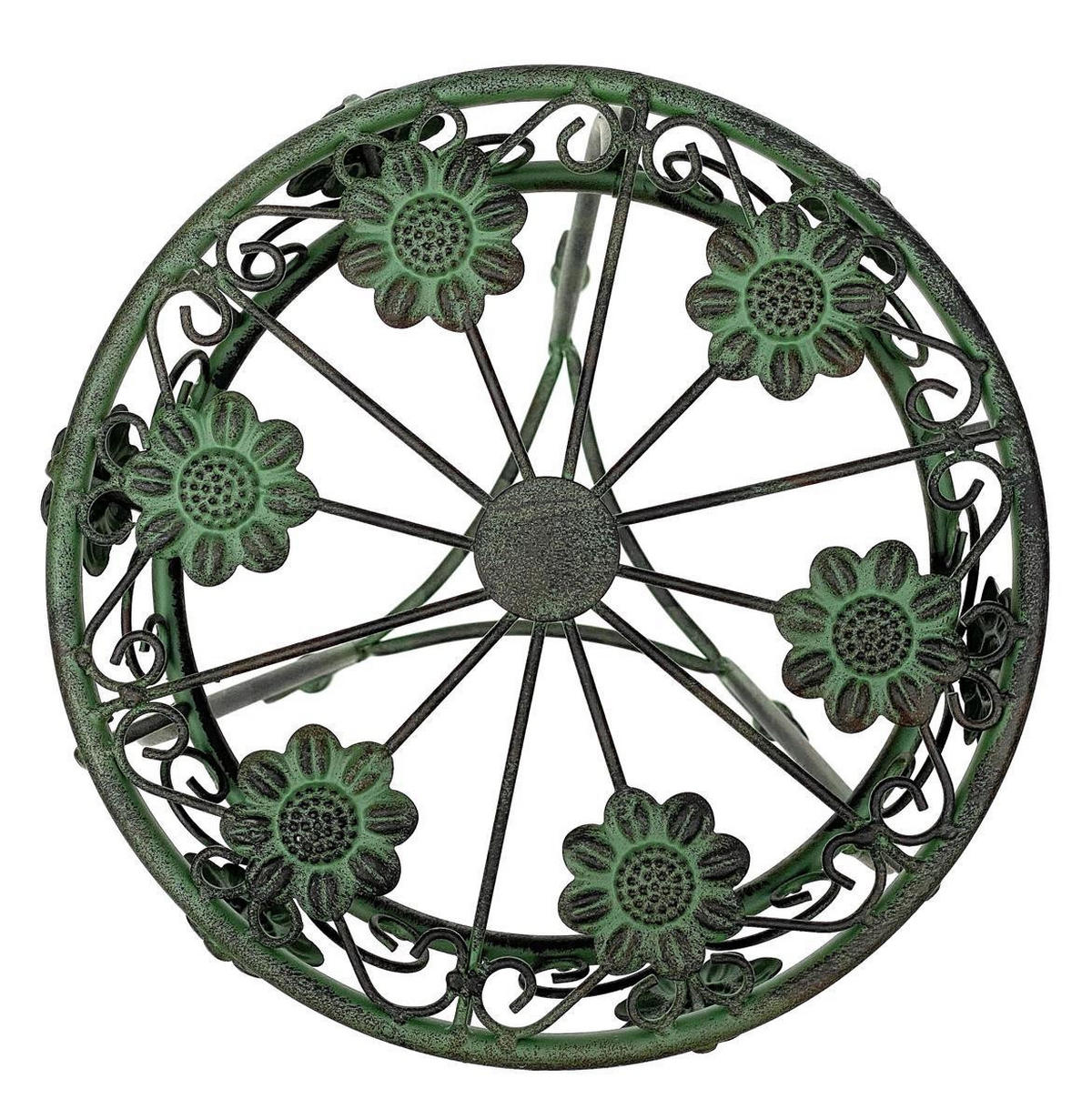 BLUMENHOCKER rund Metall Grün antik 30/30/60 cm - Grün, Metall (30/60/30cm) - DanDiBo