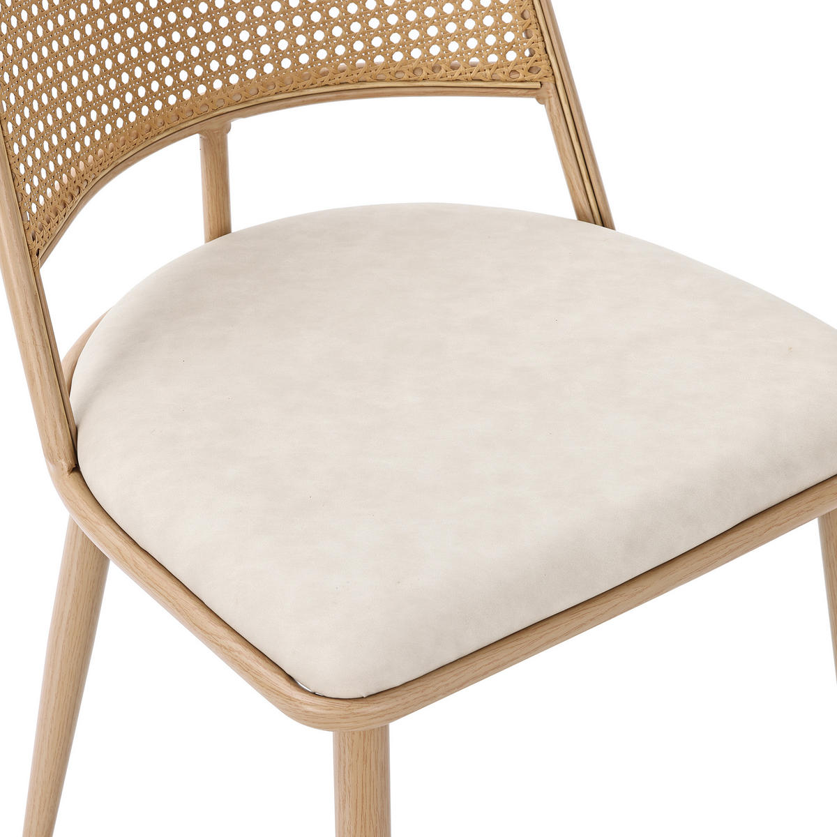 ESSZIMMERSTUHL 6er Set PU Rattan Beige - Beige, Holz (56.5/80/49cm) - FLIEKS