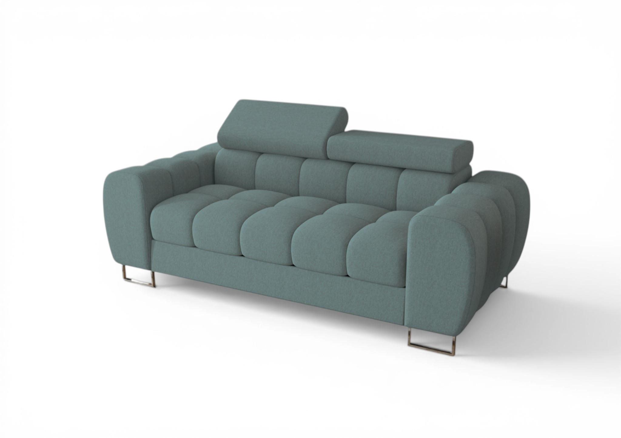 SOFA 2-sitzer Bastien In Stoff Gemma - Blau, Holzwerkstoff/Textil (195/95/97cm) - Fun Möbel