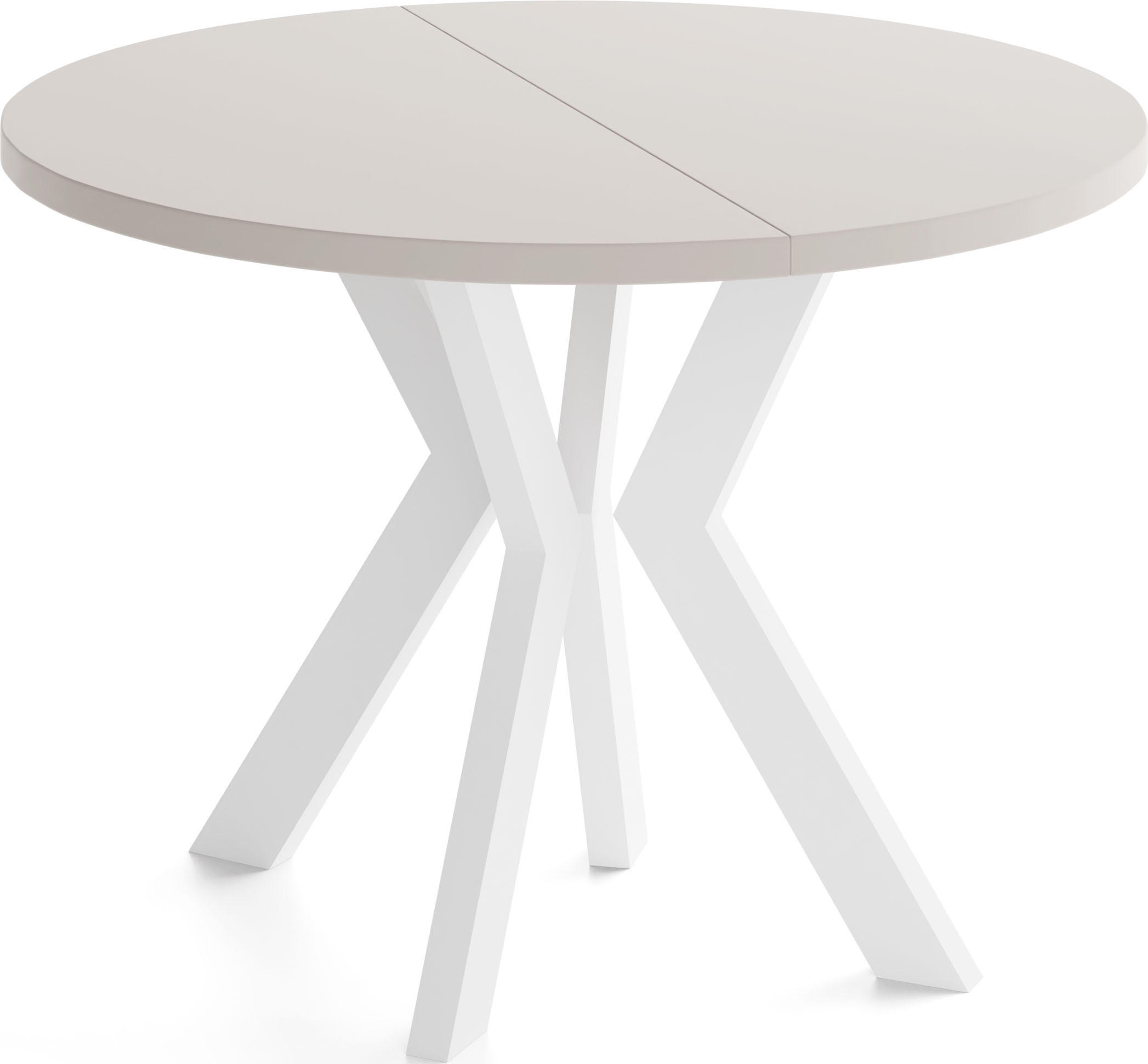 ESSTISCH Savio Weiß rund ausziehbar verlängerbar XXL, Kaschmir 100-300/100/77 cm - Kaschmir/Weiß, Holz/Holzwerkstoff (100/100/77cm) - WFL GROUP