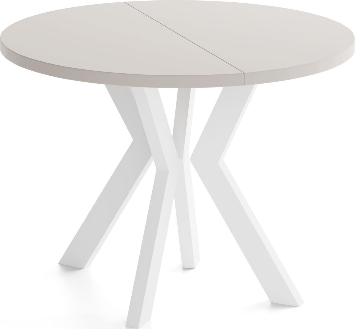 ESSTISCH Savio Weiß rund ausziehbar verlängerbar XXL, Kaschmir 100-300/100/77 cm - Kaschmir/Weiß, Holz/Holzwerkstoff (100/100/77cm) - WFL GROUP