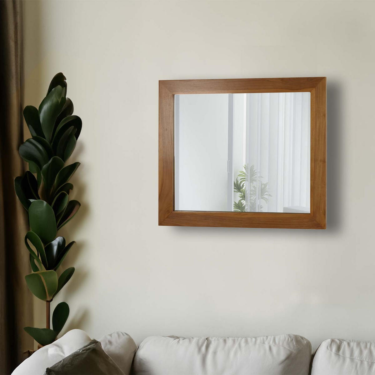 TEAK-WANDSPIEGEL Braun - Braun, Holz (80/71/3cm) - MCW