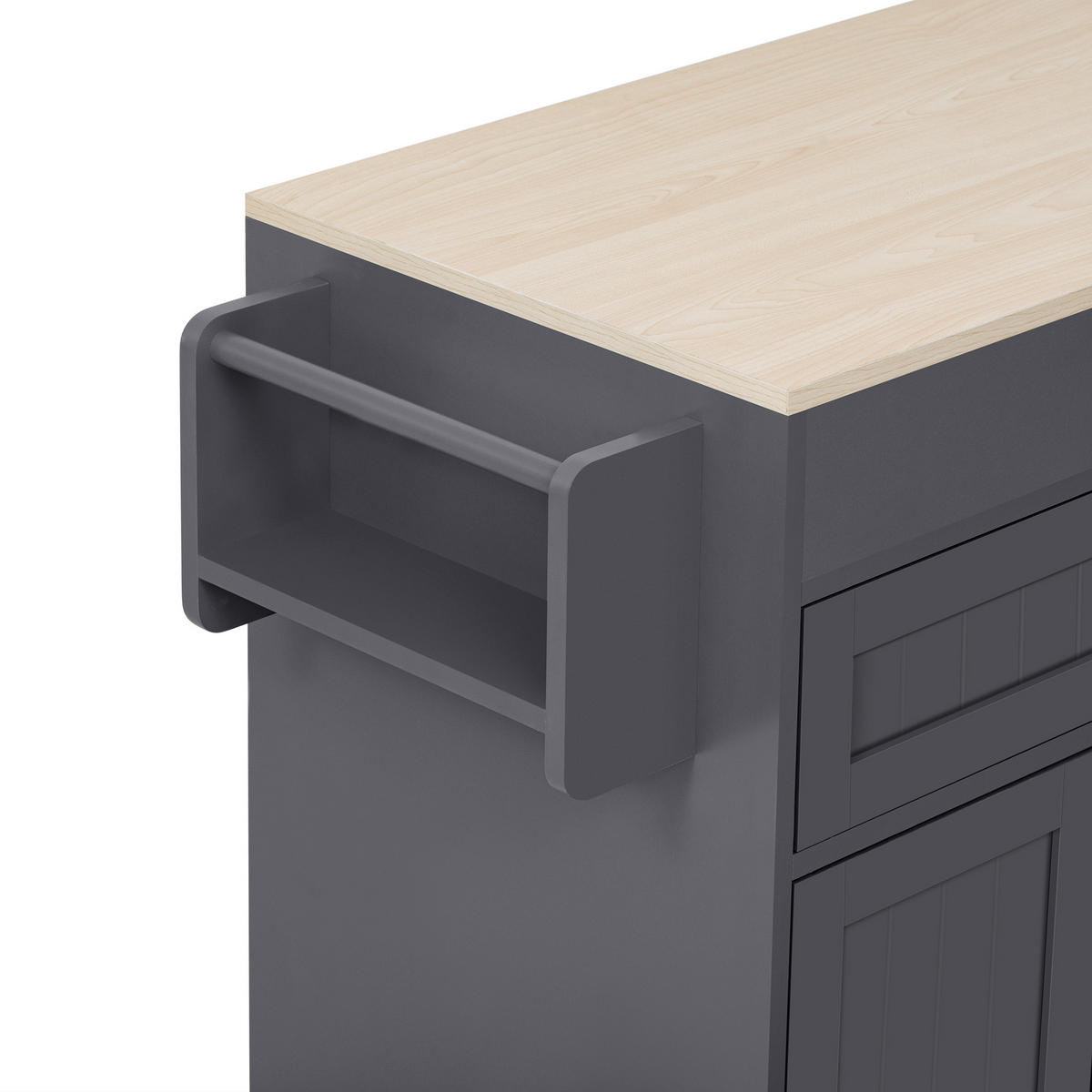 KÜCHENINSEL 112-180.5x45x92.2 cm mit Ausziehplatte & Rollen - Grau, Holzwerkstoff (180.5/92.2/45cm) - Modfu