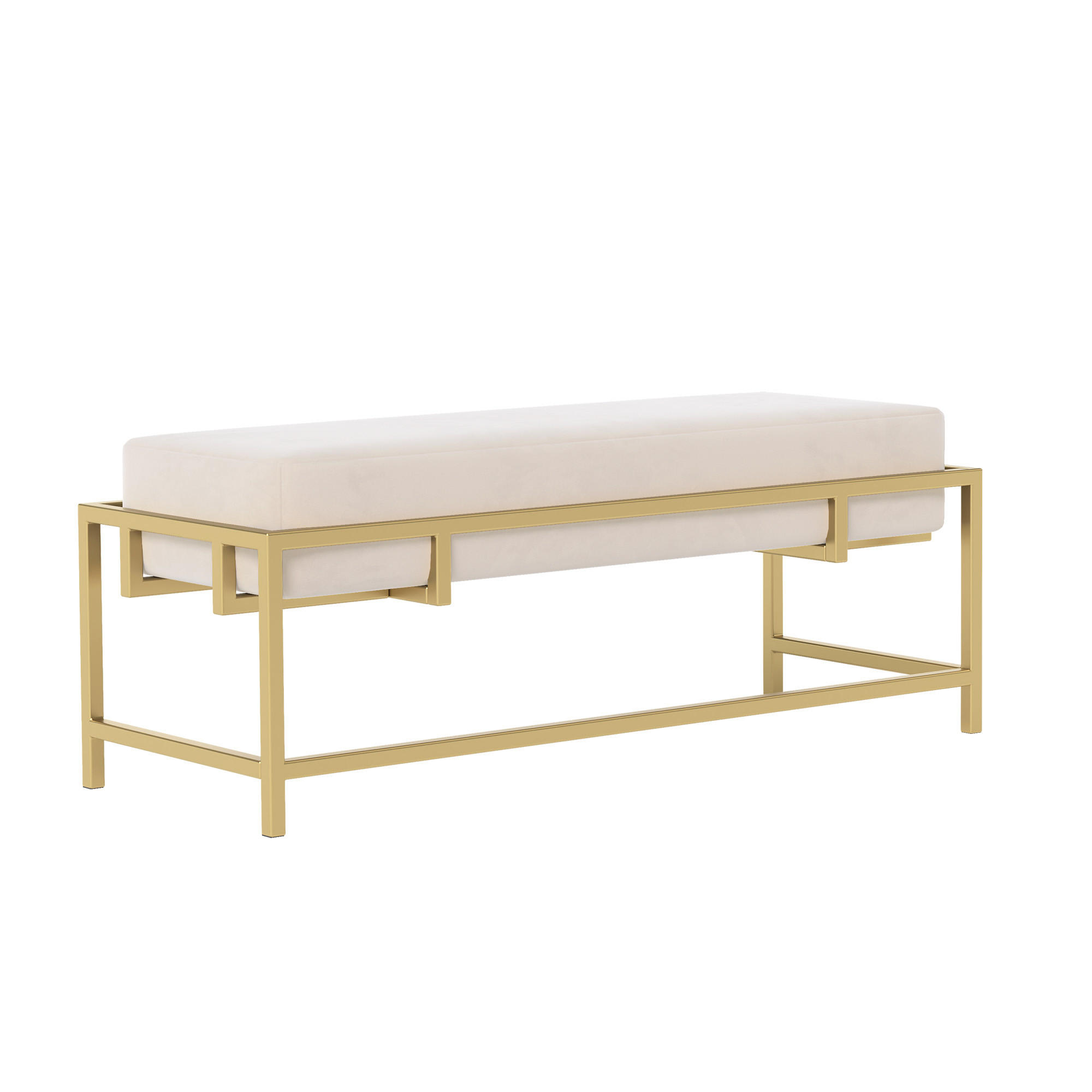 POLSTERBANK GLAM 80 cm Gold / Creme ,Metallgestell - Creme, Metall (80/45/35cm) - Idohome
