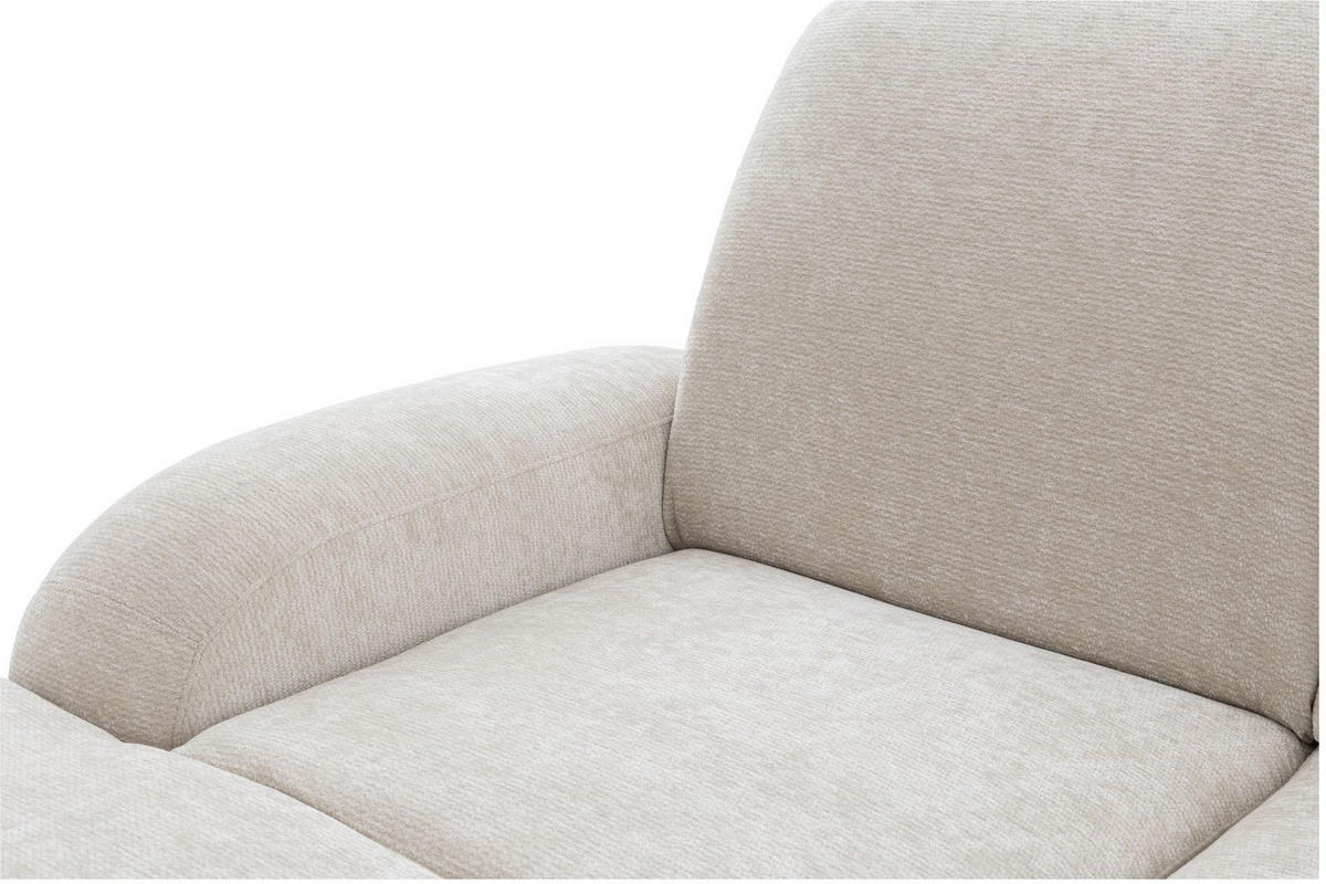 ECKSOFA VIBE U Rechts mit Schlaffunktion 129x263 Chenille Beige - Beige/Schwarz, Holz/Kunststoff (186/102/280cm) - Muffo